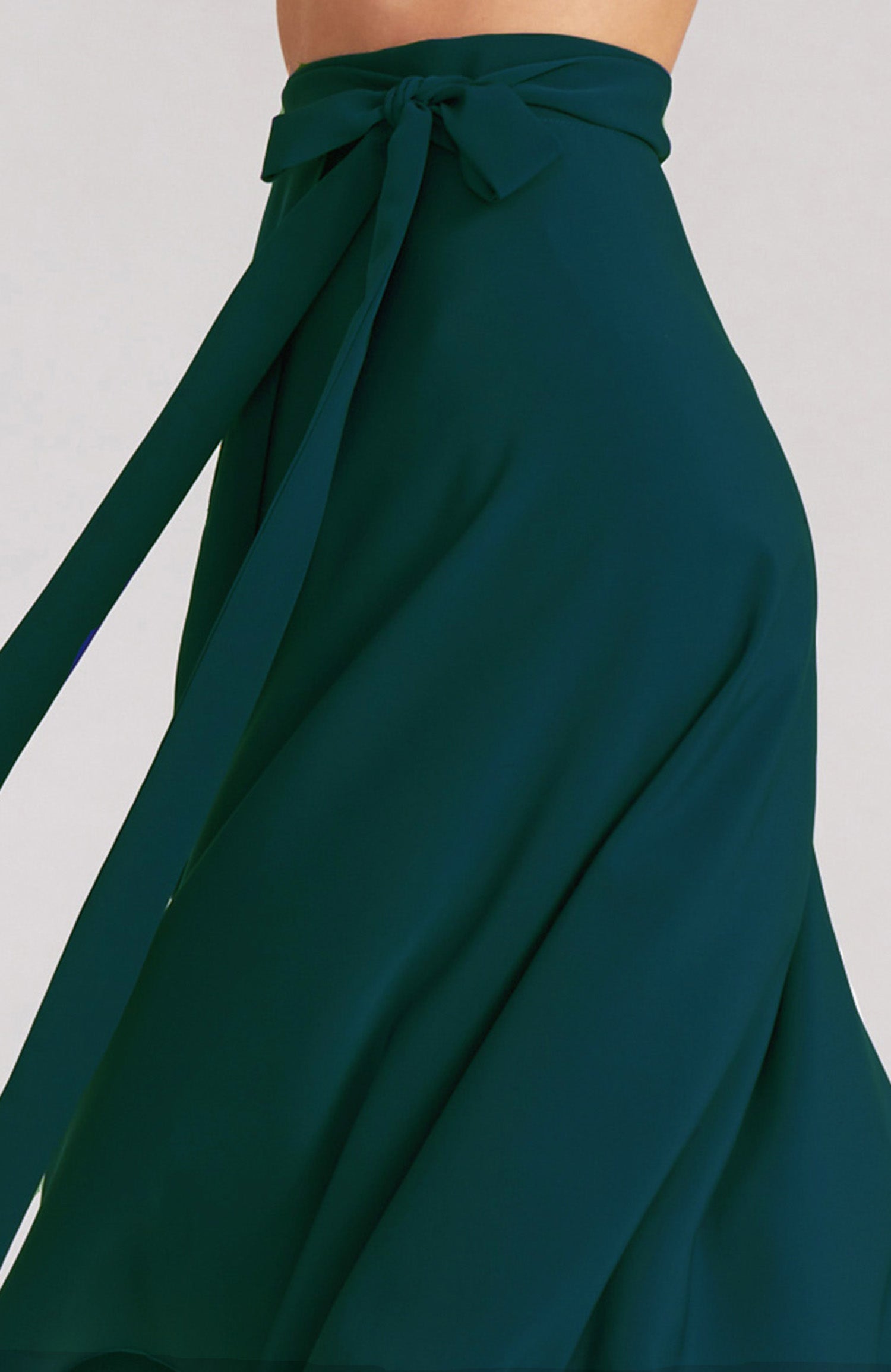 COCO Tango Wrap Skirt in Green Satin