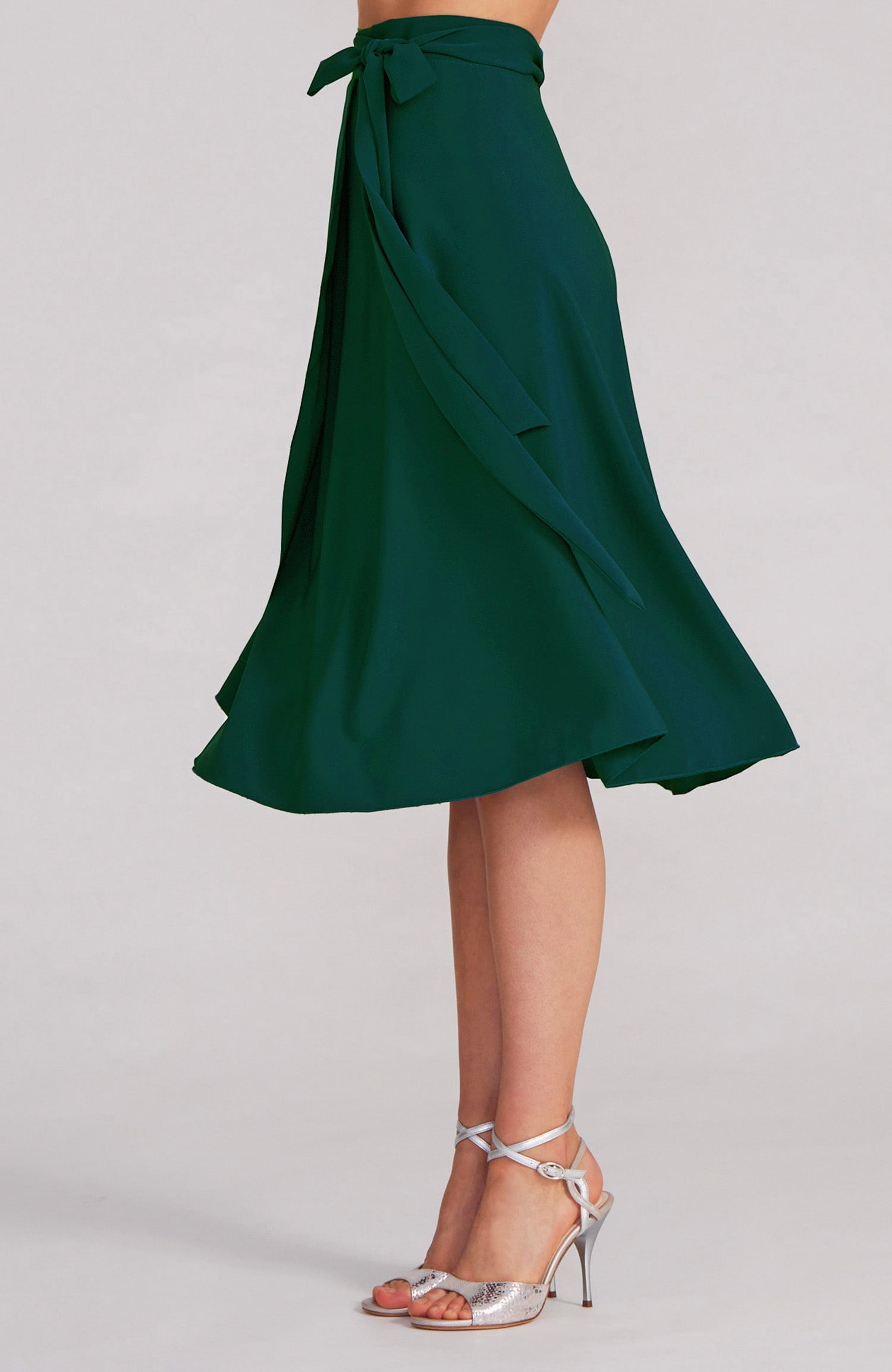 COCO Tango Wrap Skirt in Green Satin