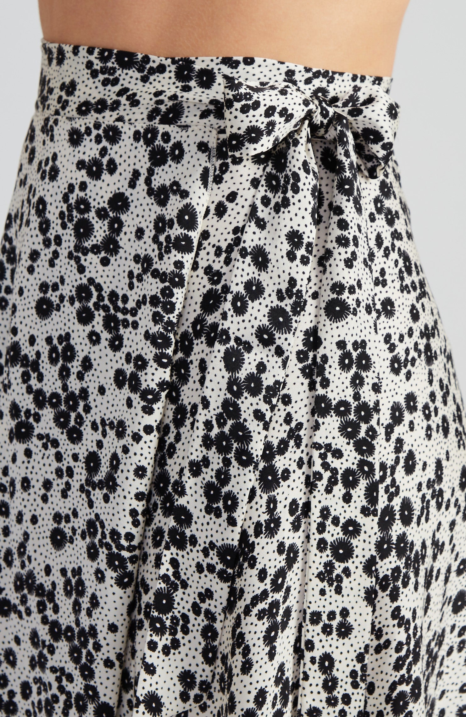 COCO Viscose Wrap Skirt in Noir Blossoms
