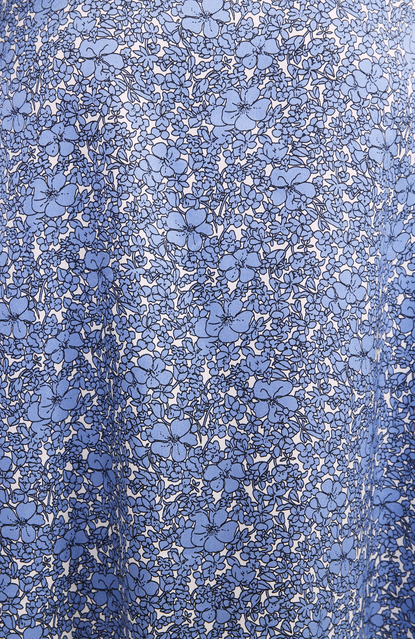 Wrap Skirt with Ruffle Hem in Blue Blossoms (Viscose) - DINA