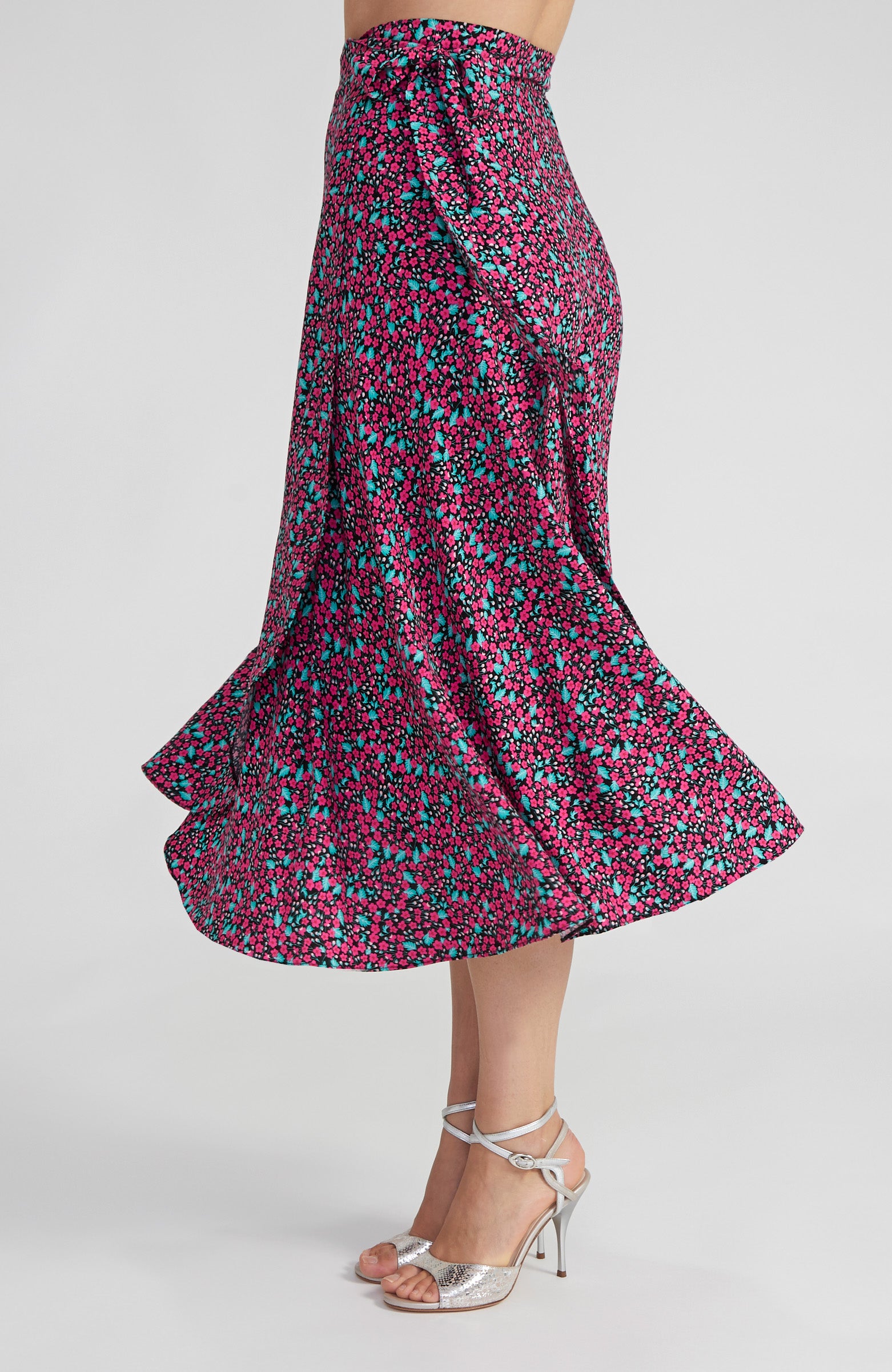 GINA Langer Wickelrock aus Viskose in Fuchsia Blossom