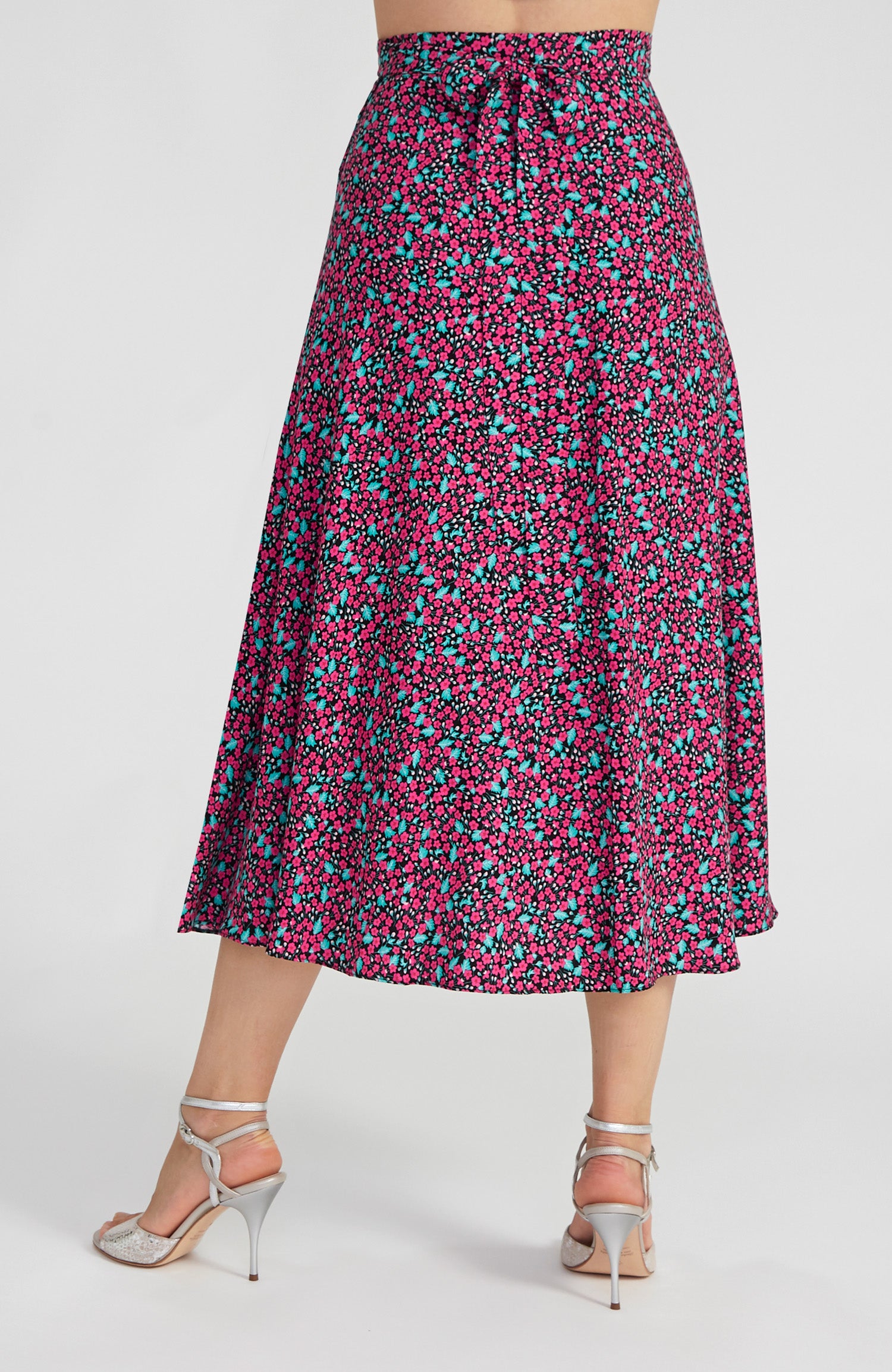 GINA Langer Wickelrock aus Viskose in Fuchsia Blossom