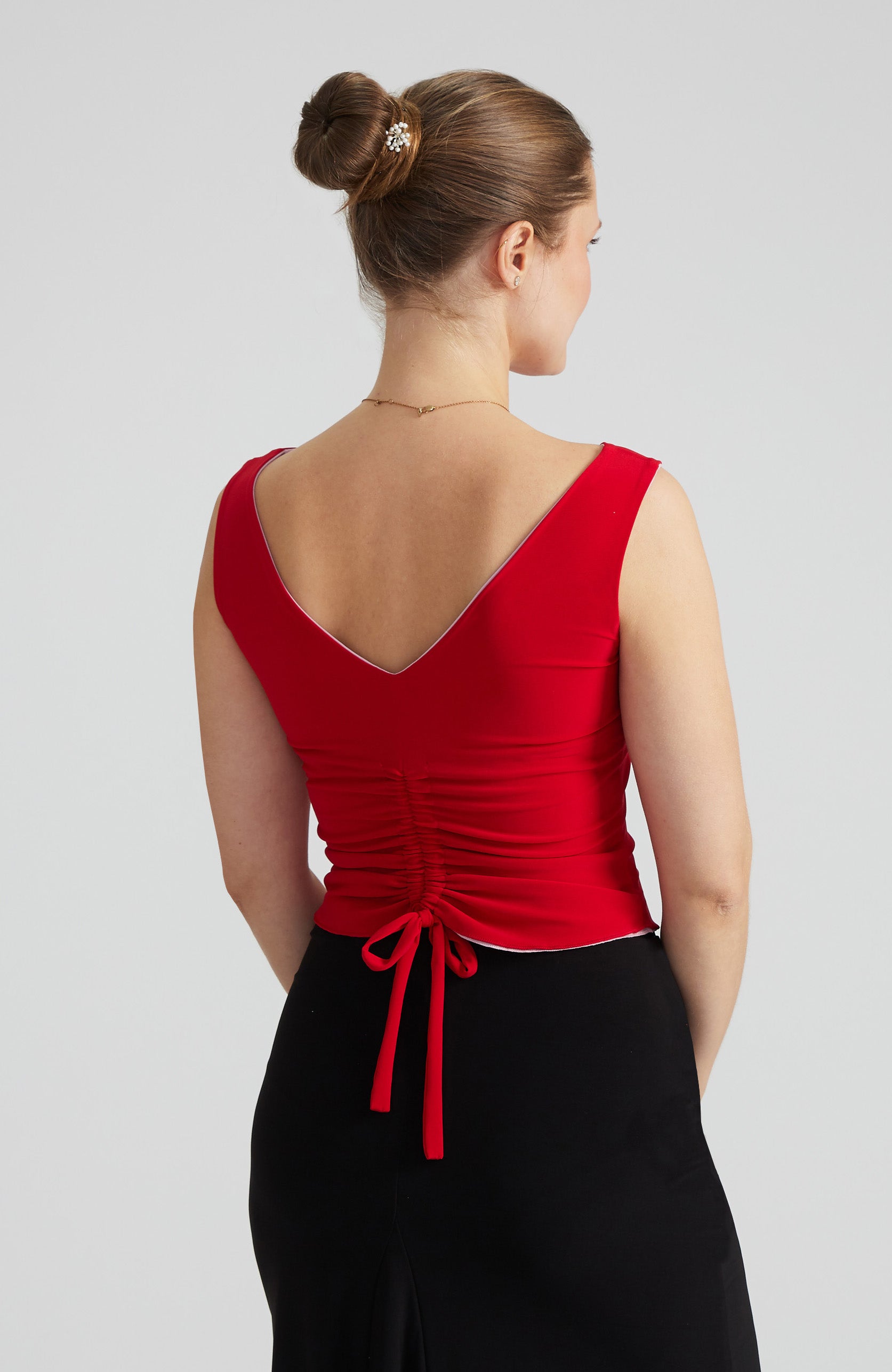 DORA Reversible Top in Classic Red & Powder Pink