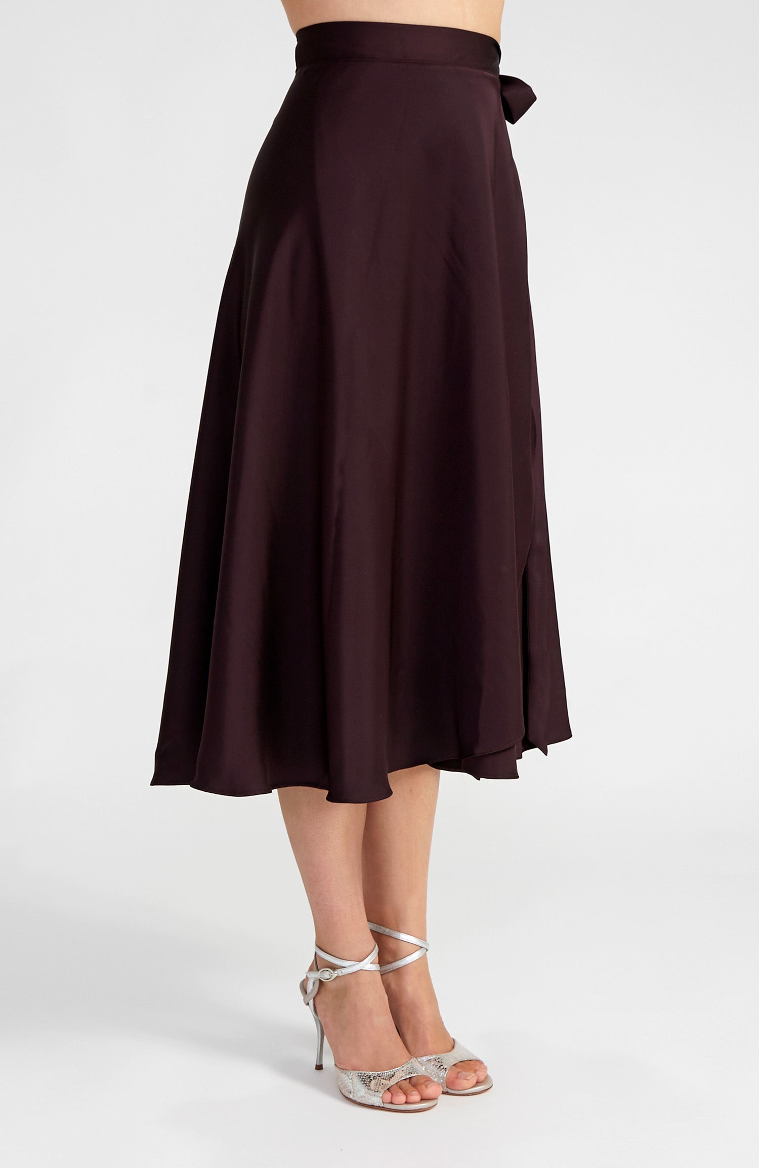 GINA Langer Wickelrock in Schokoladenbraun