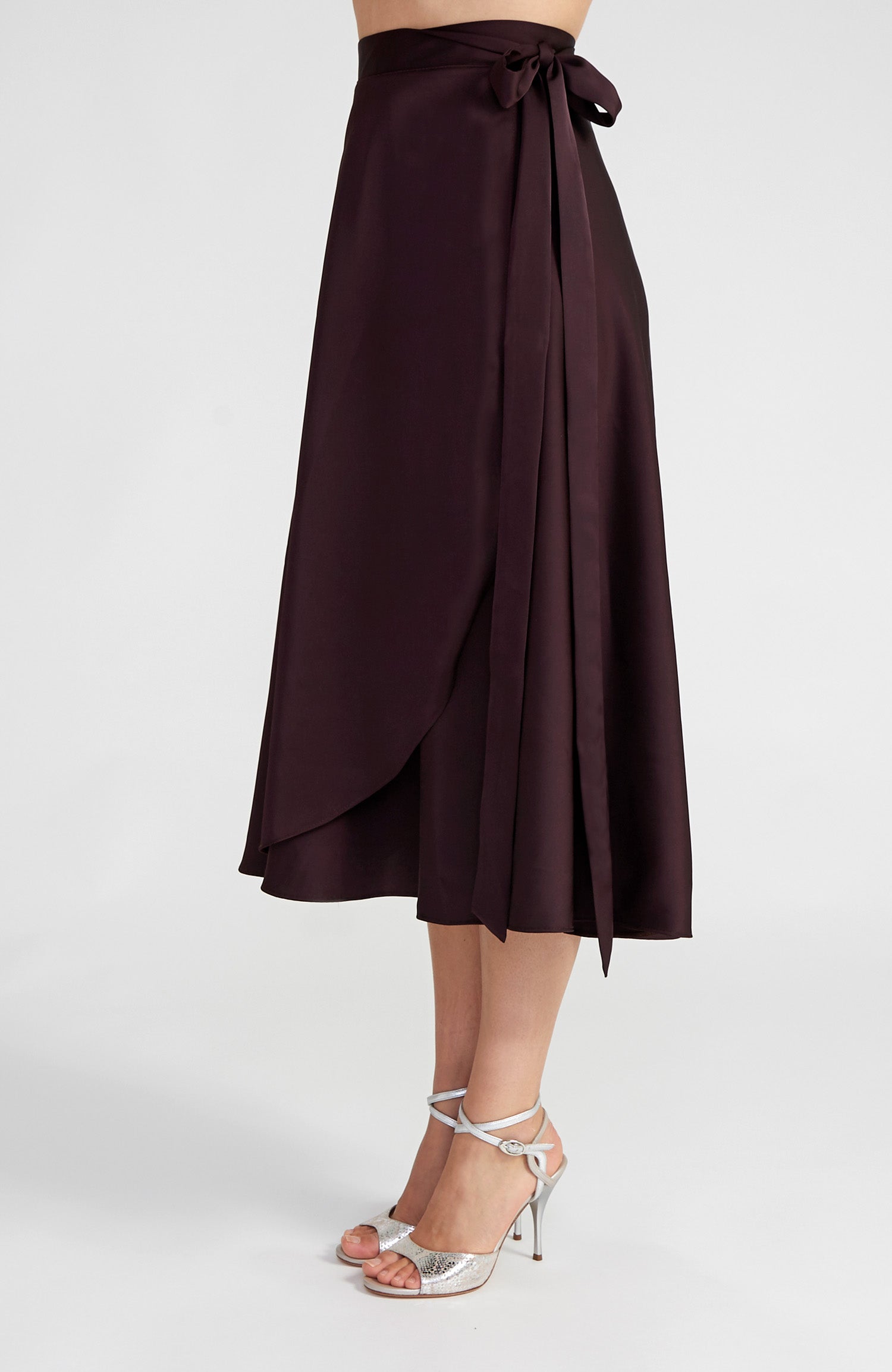 GINA Langer Wickelrock in Schokoladenbraun