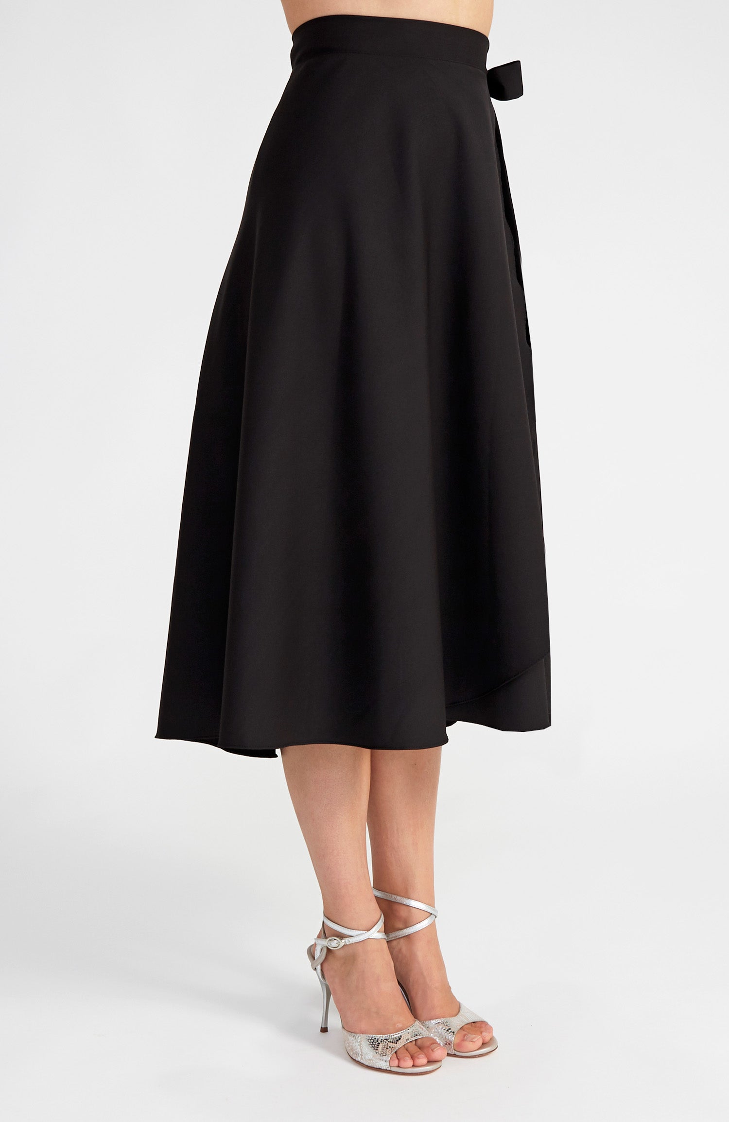 GINA Long Wrap Skirt in Black