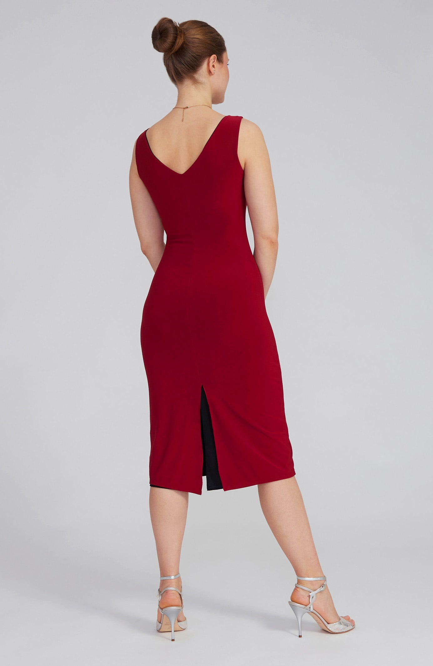 open lace back dress Bordeaux Red Extreme Cowl Maxi Dress main image 1