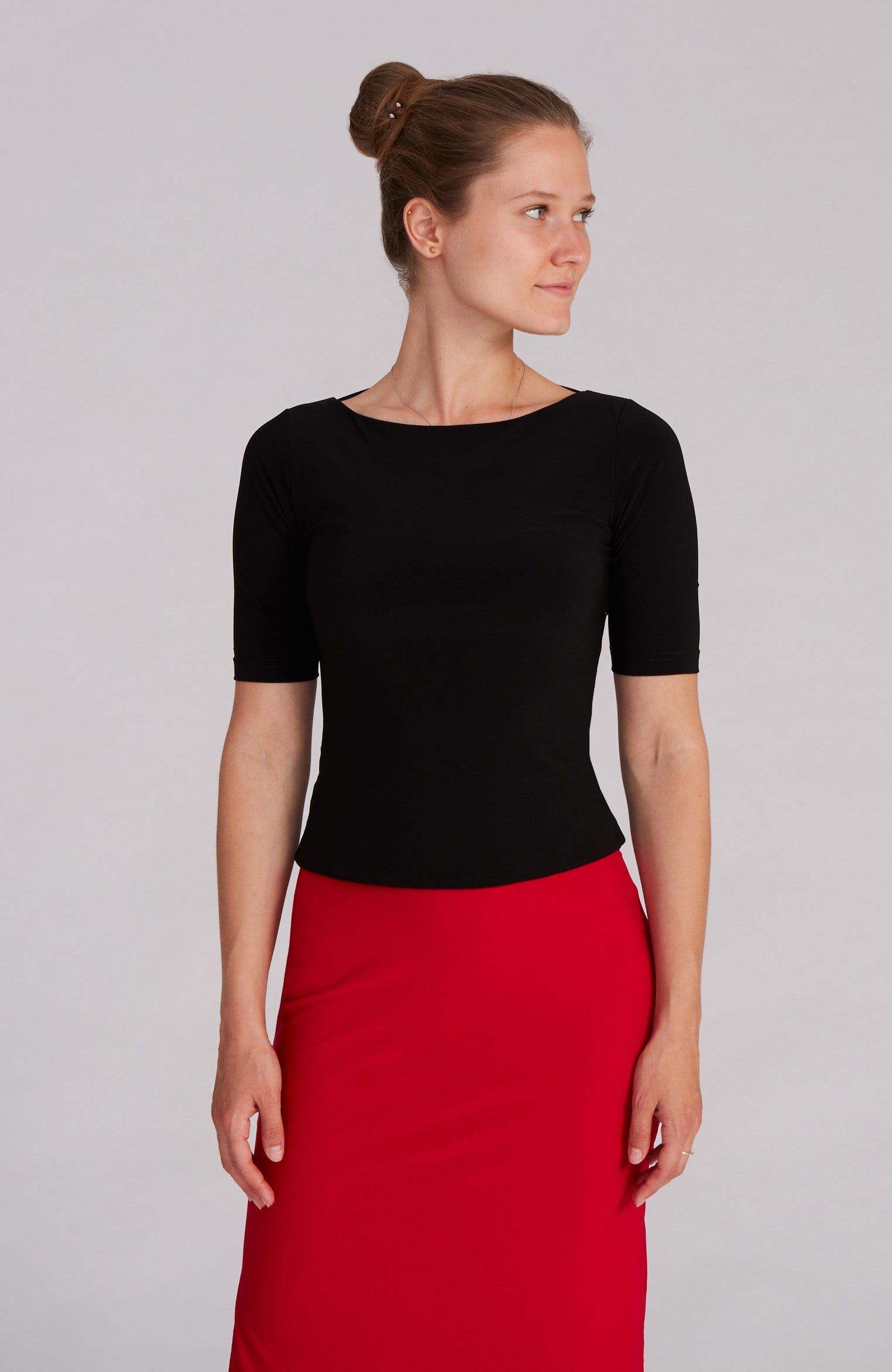 ANGEL Black Top with Sleeves & Bow Detail