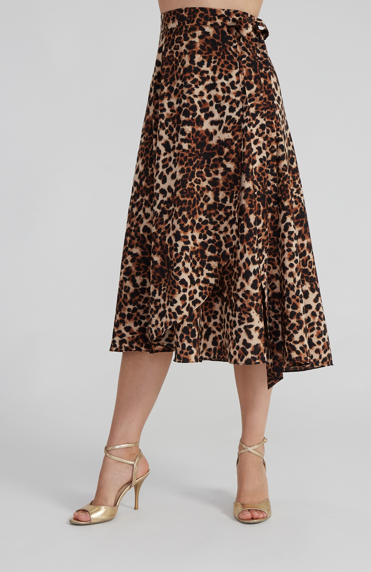 GINA Long Wrap Skirt in Leopard Print