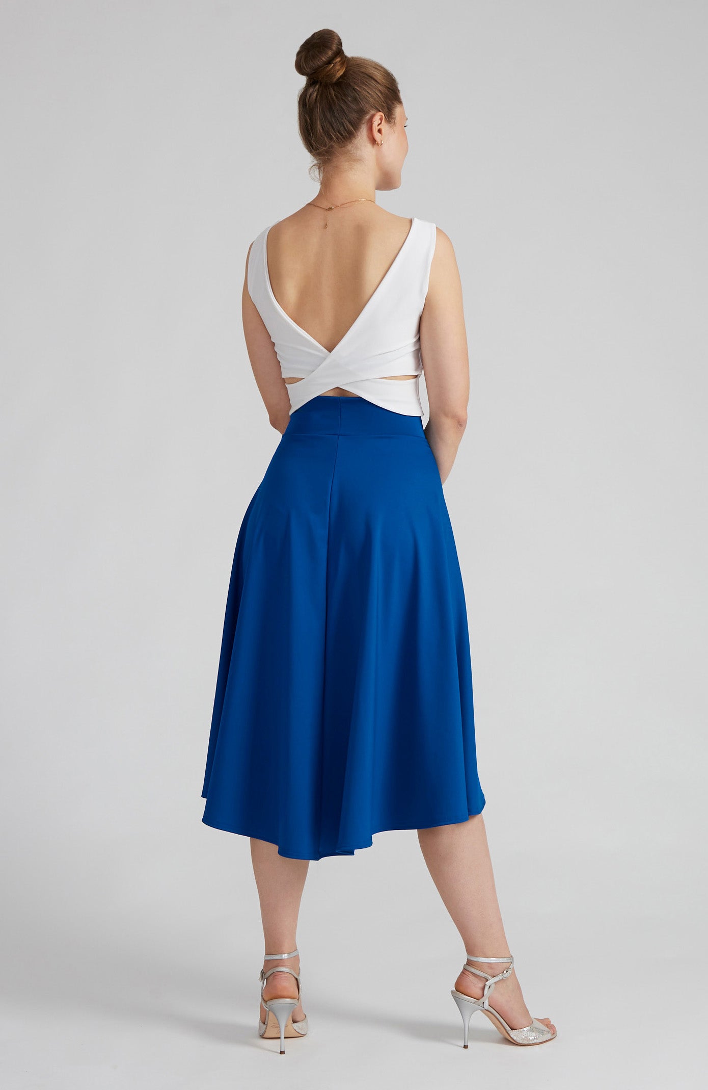 AUDREY Royal Blue A-Line Tango Skirt with Flowing High-Low Hem