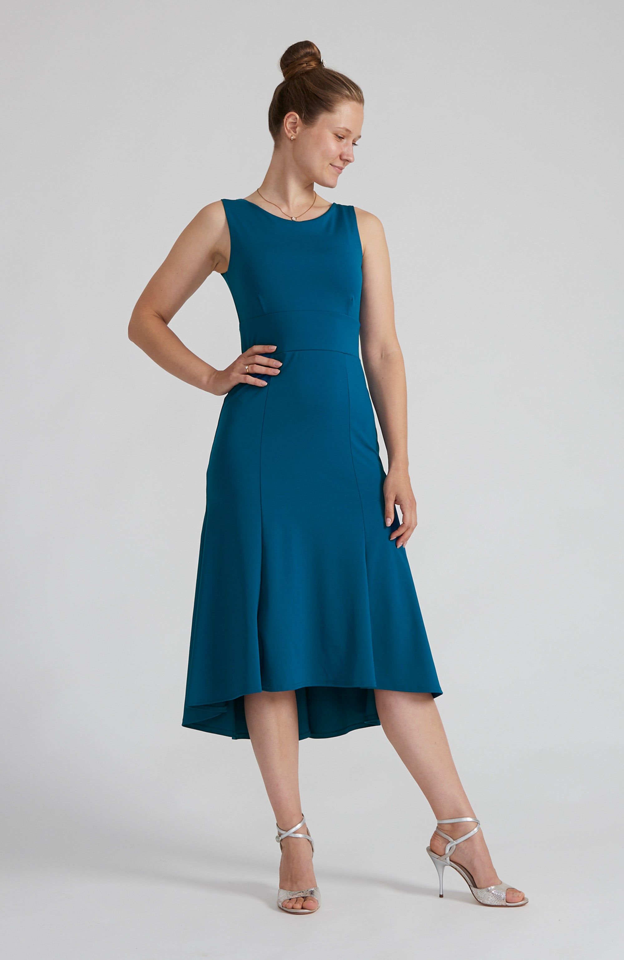 Petrol A-Line Tango Dress with High-Low Hemline - CARLA Petrol A-Line Tango Dress with High-Low Hemline - CARLA