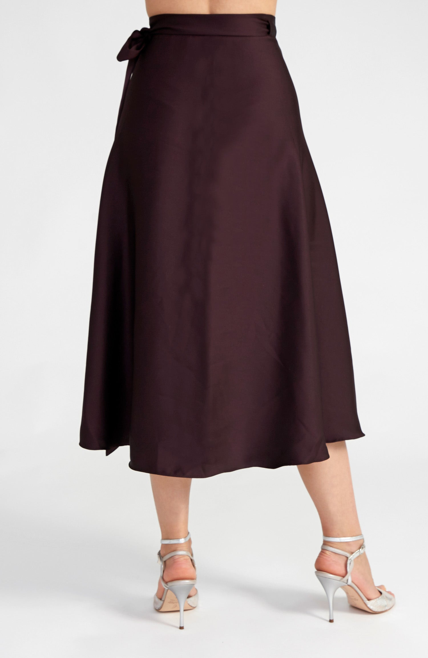 GINA Langer Wickelrock in Schokoladenbraun