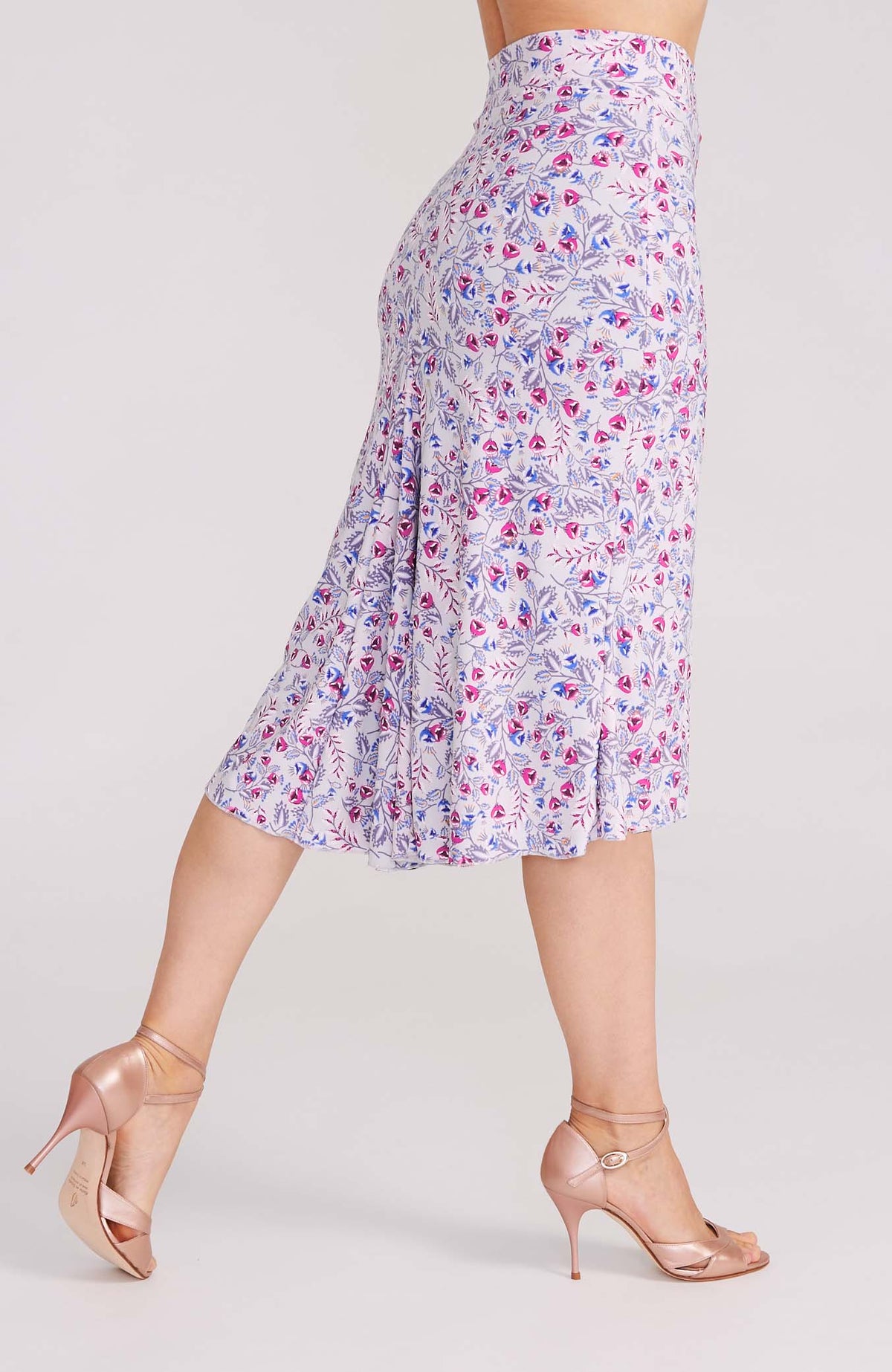 Jupe de tango godet a Motif Floral Rose – JAZMIN
