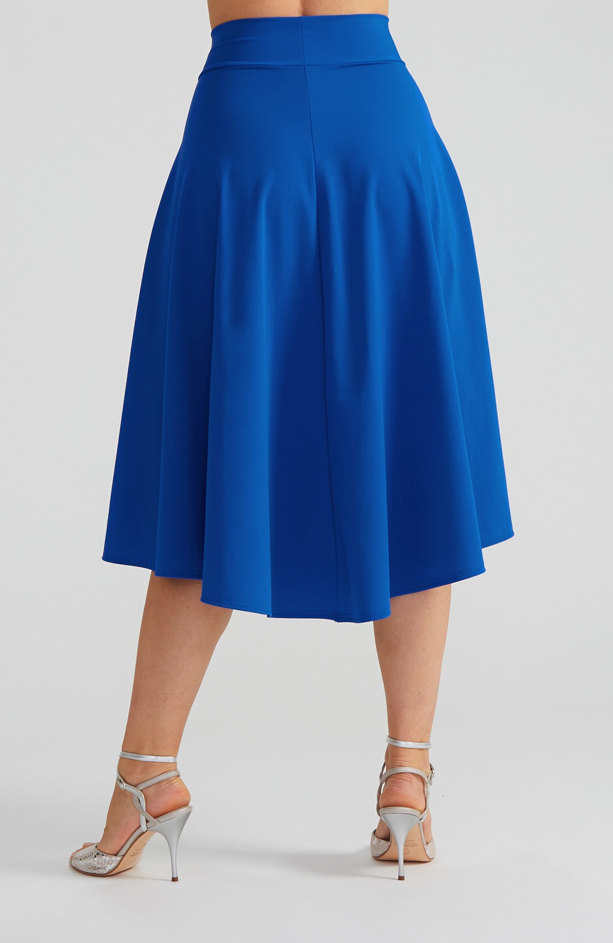 Jupe tango trapèze bleu cobalt AUDREY avec ourlet fluide asymétrique