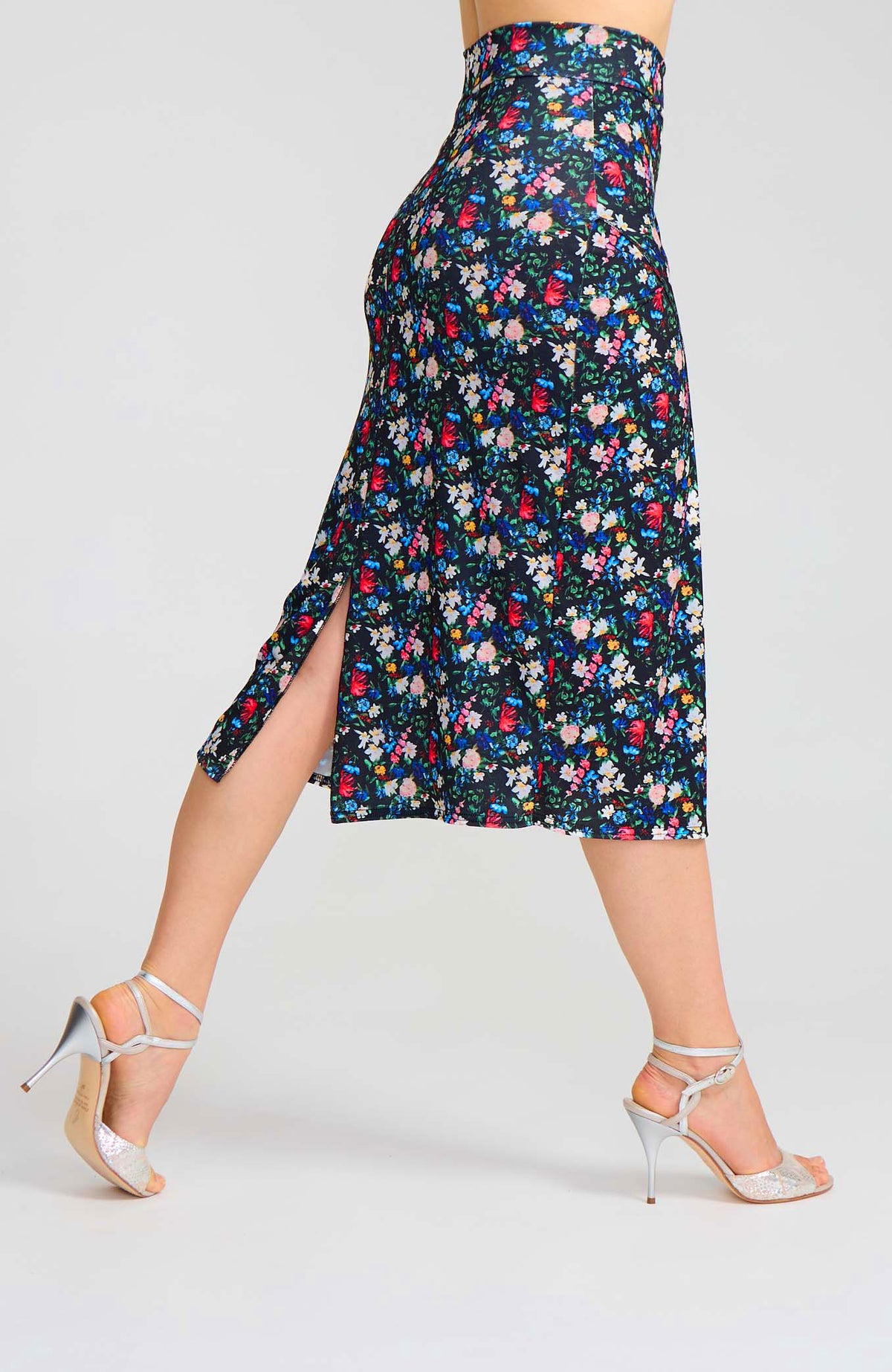 Black Floral Tango Skirt with Overlap – VALERY