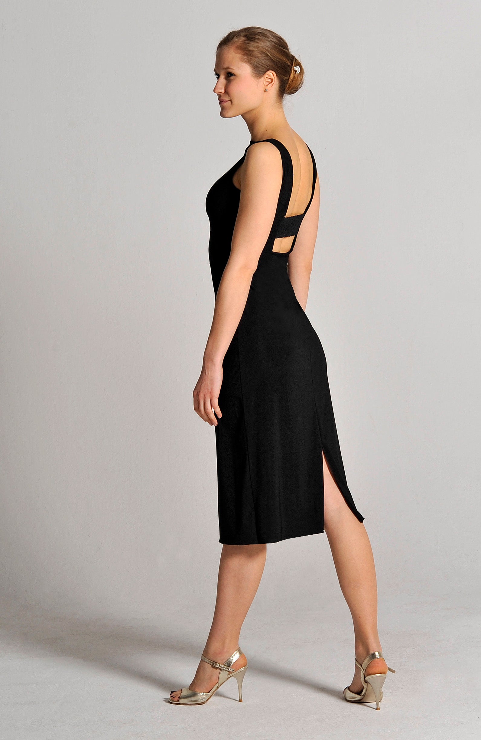 Black Tango Dress with Elegant Lace Detail - OLIVIA Black Tango Dress with Elegant Lace Detail - OLIVIA