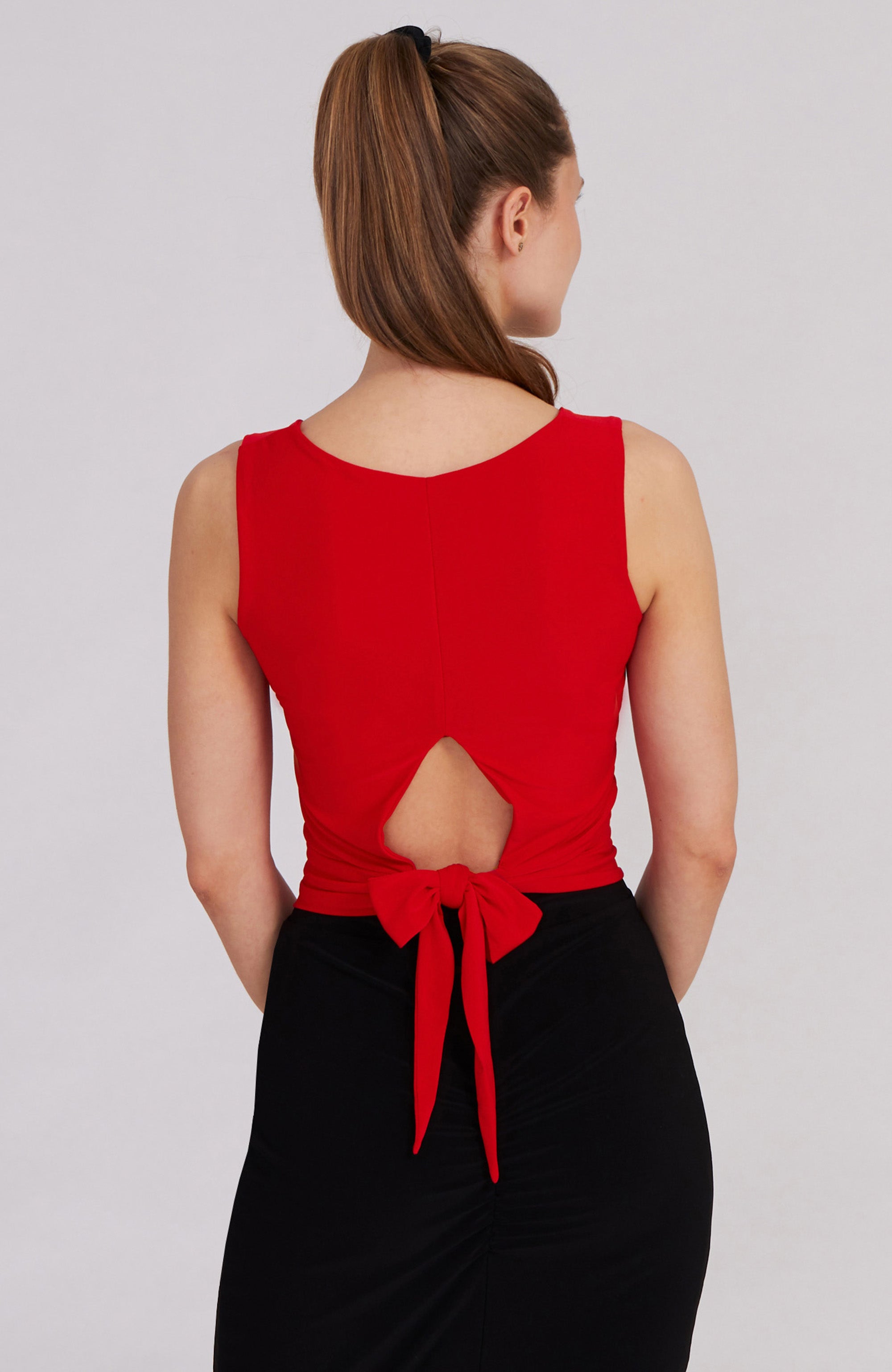 Red Crop Top with Bow Detail - ZOE Red Crop Top with Bow Detail - ZOE