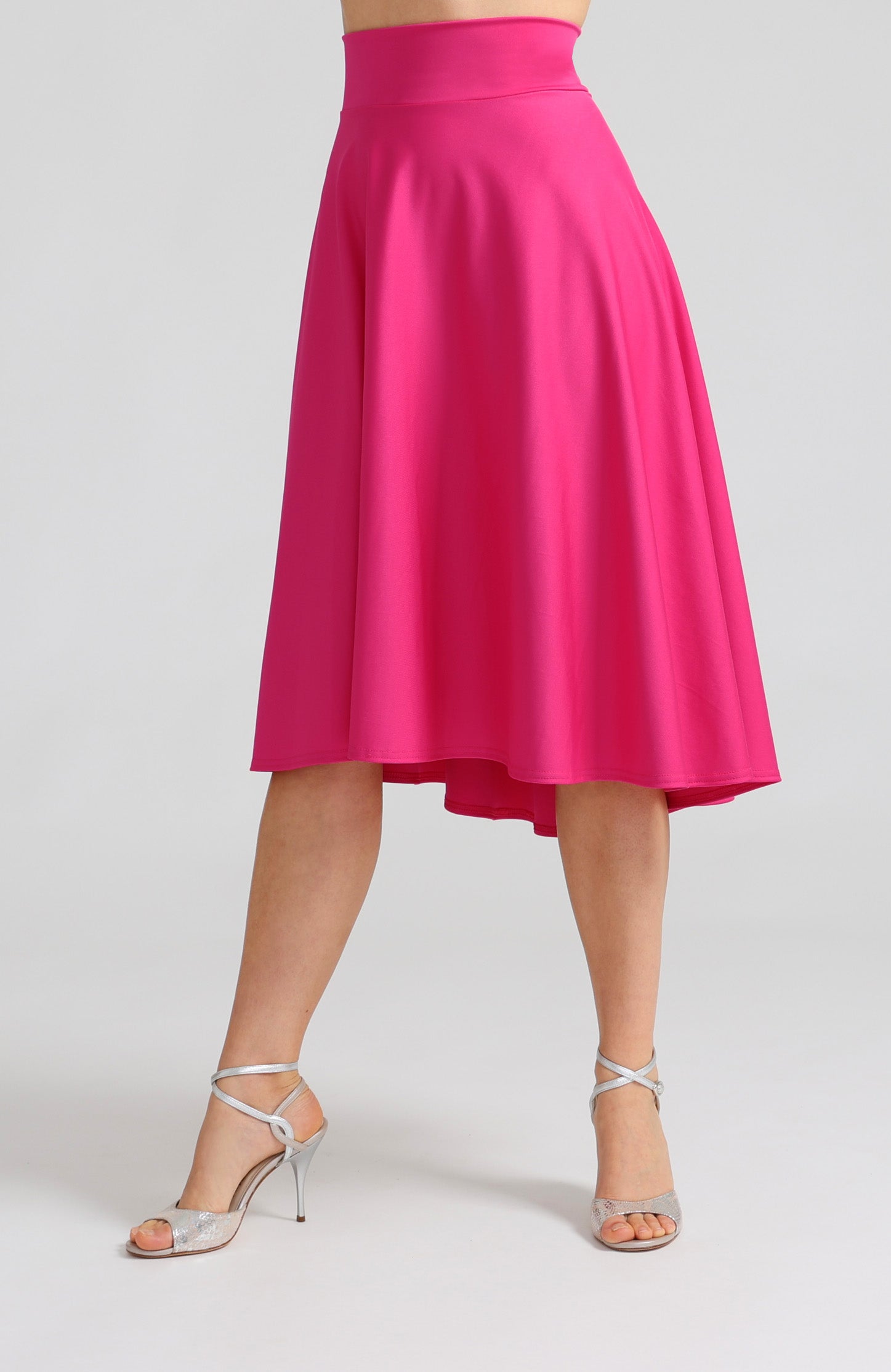 Vibrant fuchsia A-line tango skirt Audrey with elegant high-low silhouette.