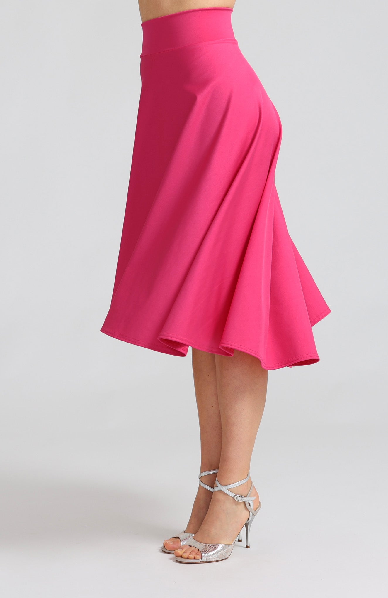 Vibrant fuchsia A-line tango skirt Audrey with elegant high-low silhouette.