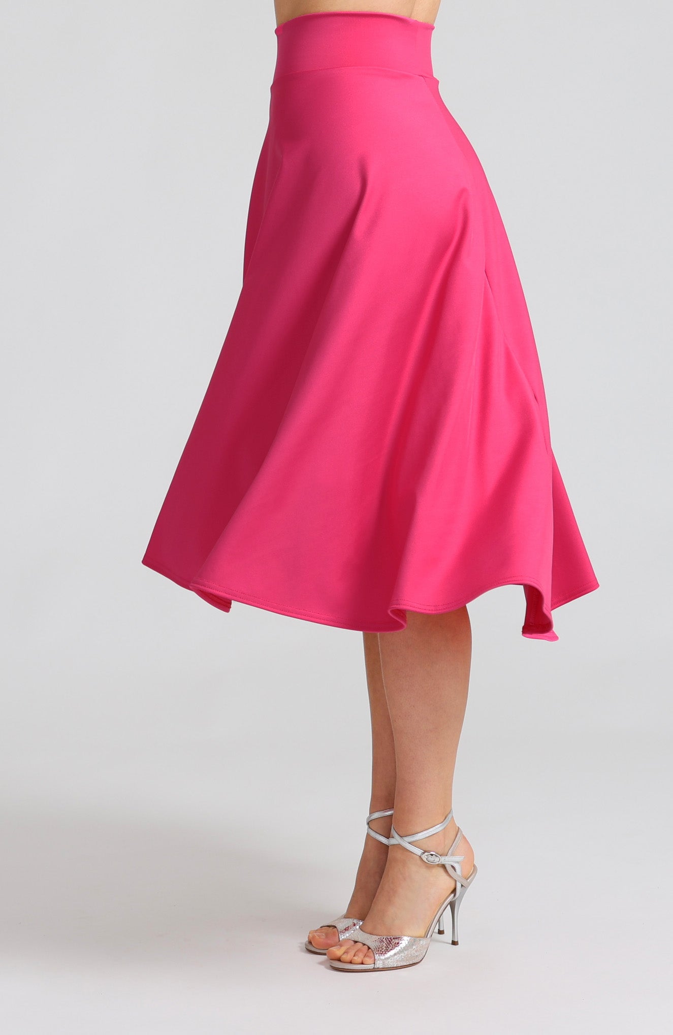 Vibrant fuchsia A-line tango skirt Audrey with elegant high-low silhouette.