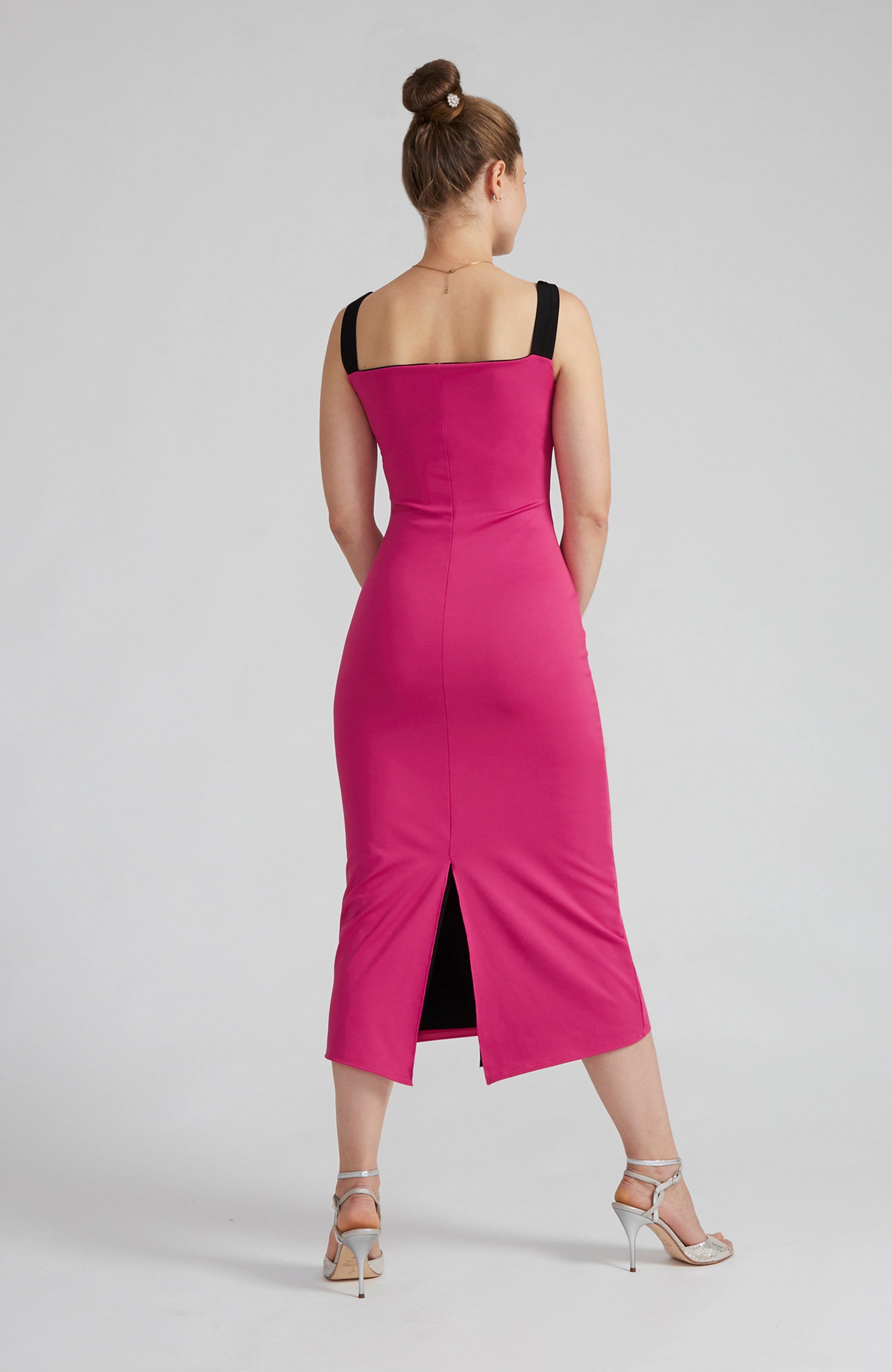 MAUDE Reversible Tango Dress with Bows - Black & Fuchsia