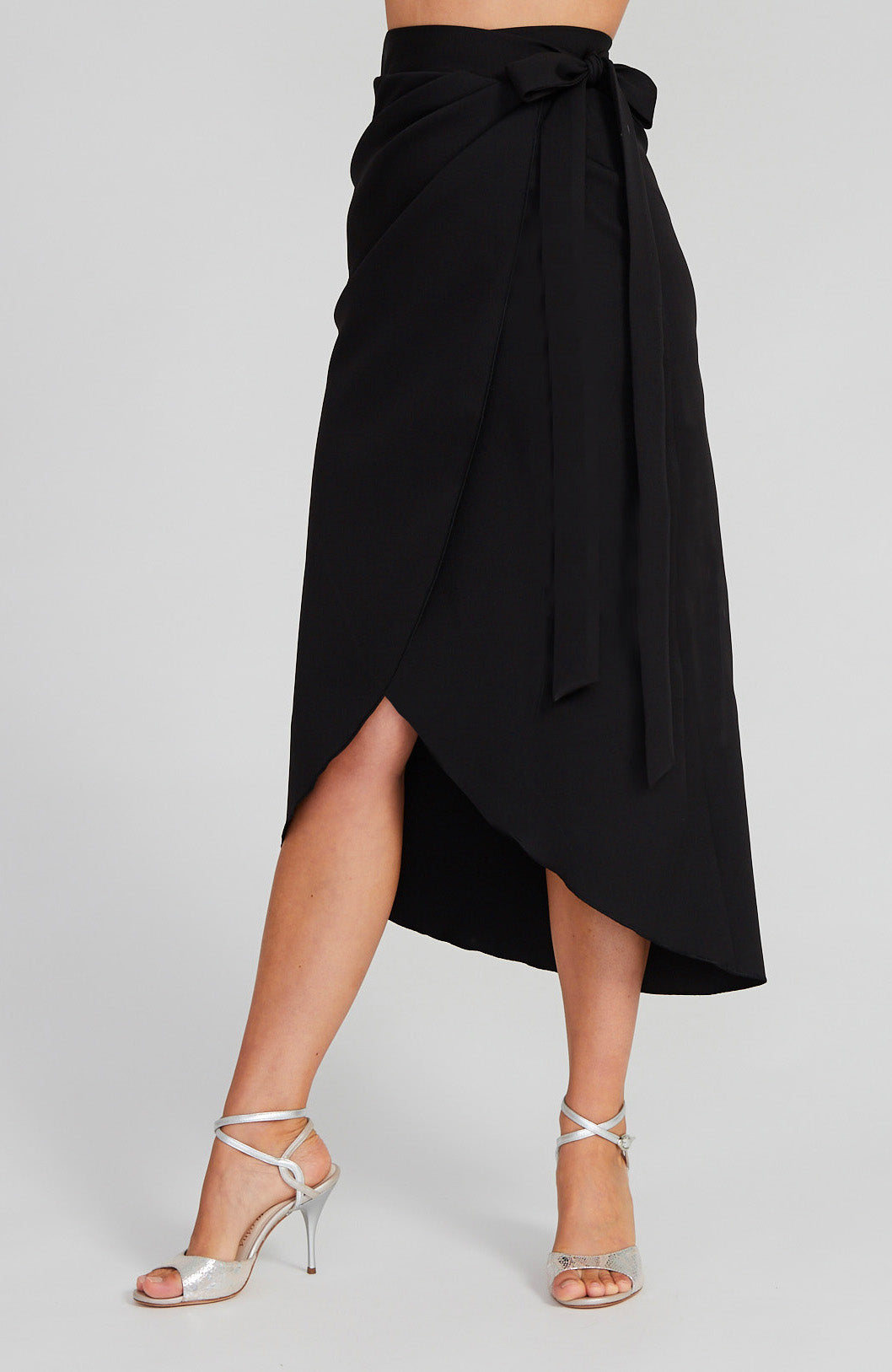 Black Tango Wrap Skirt with Draped Detail – JULIET