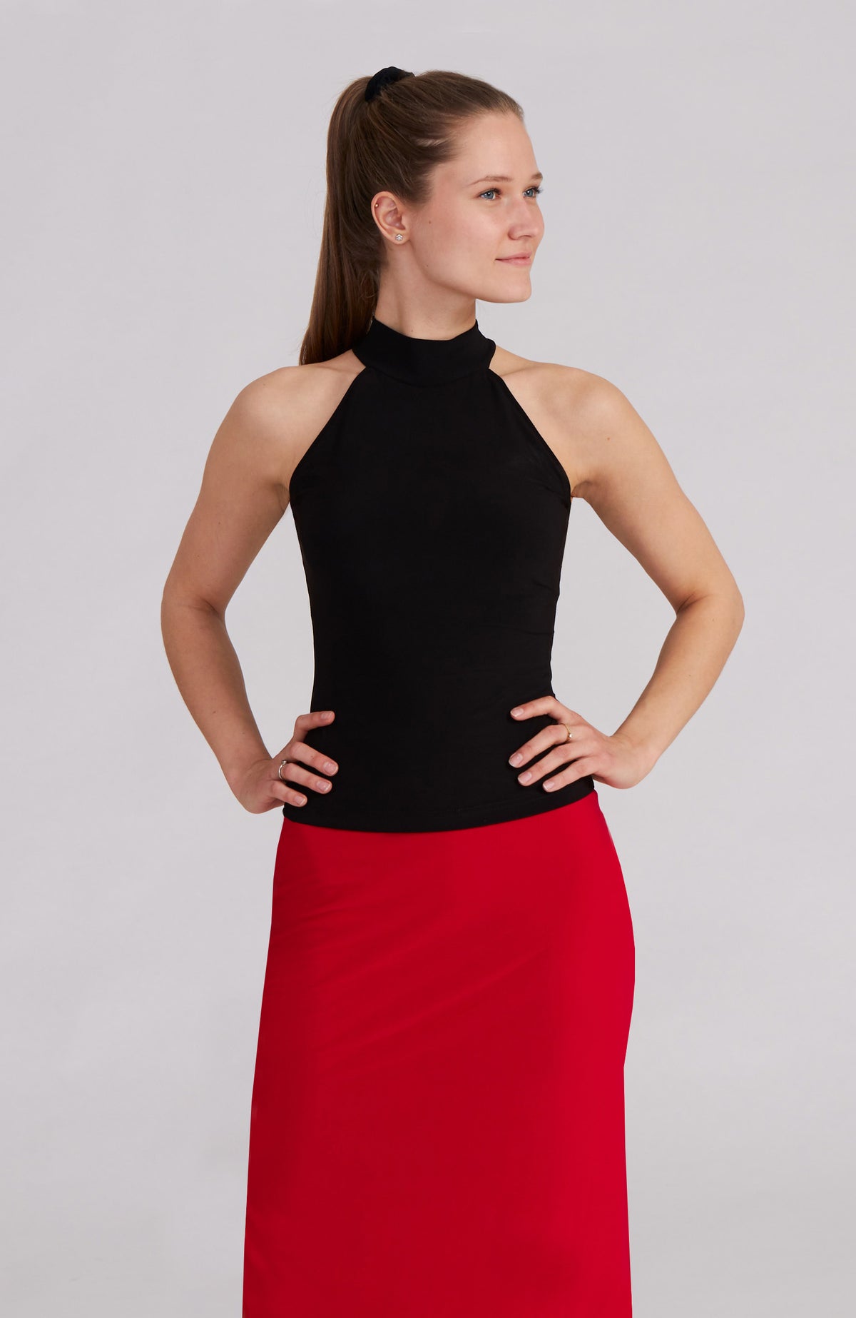 Fitted Tango Mock Neck Top in Black – STELLA