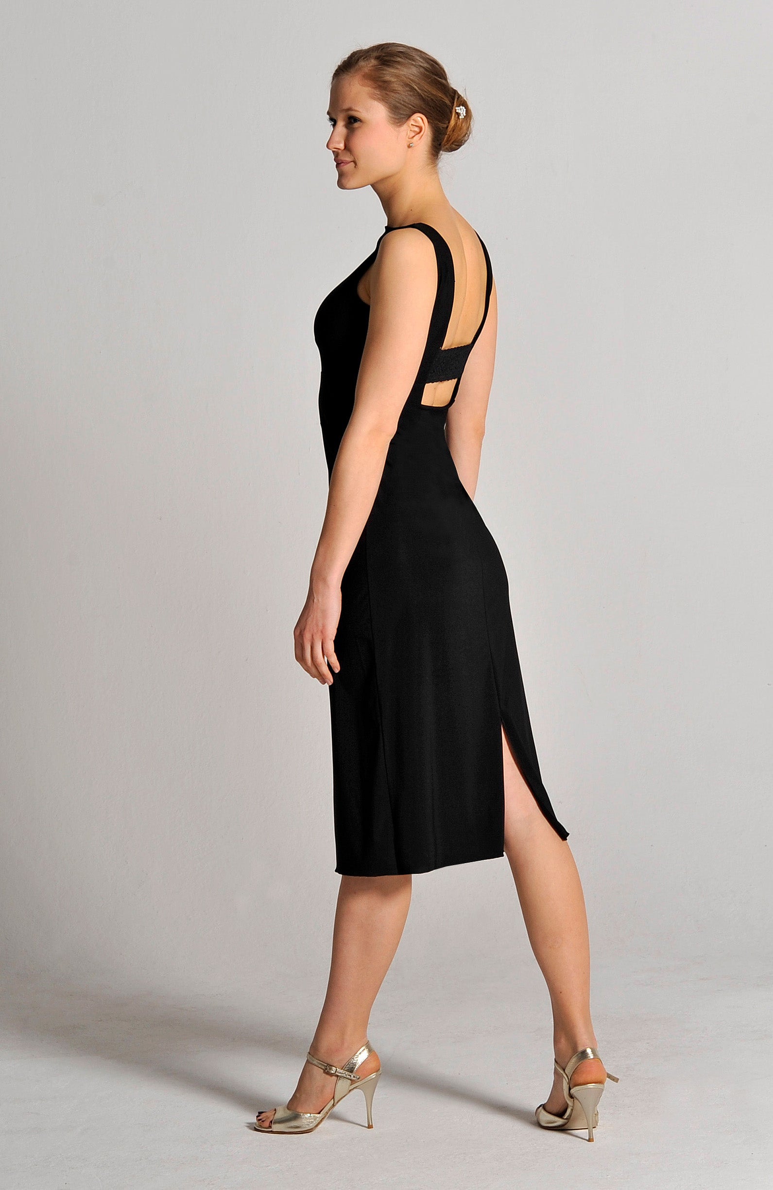 Black Tango Dress with Elegant Lace Detail - OLIVIA