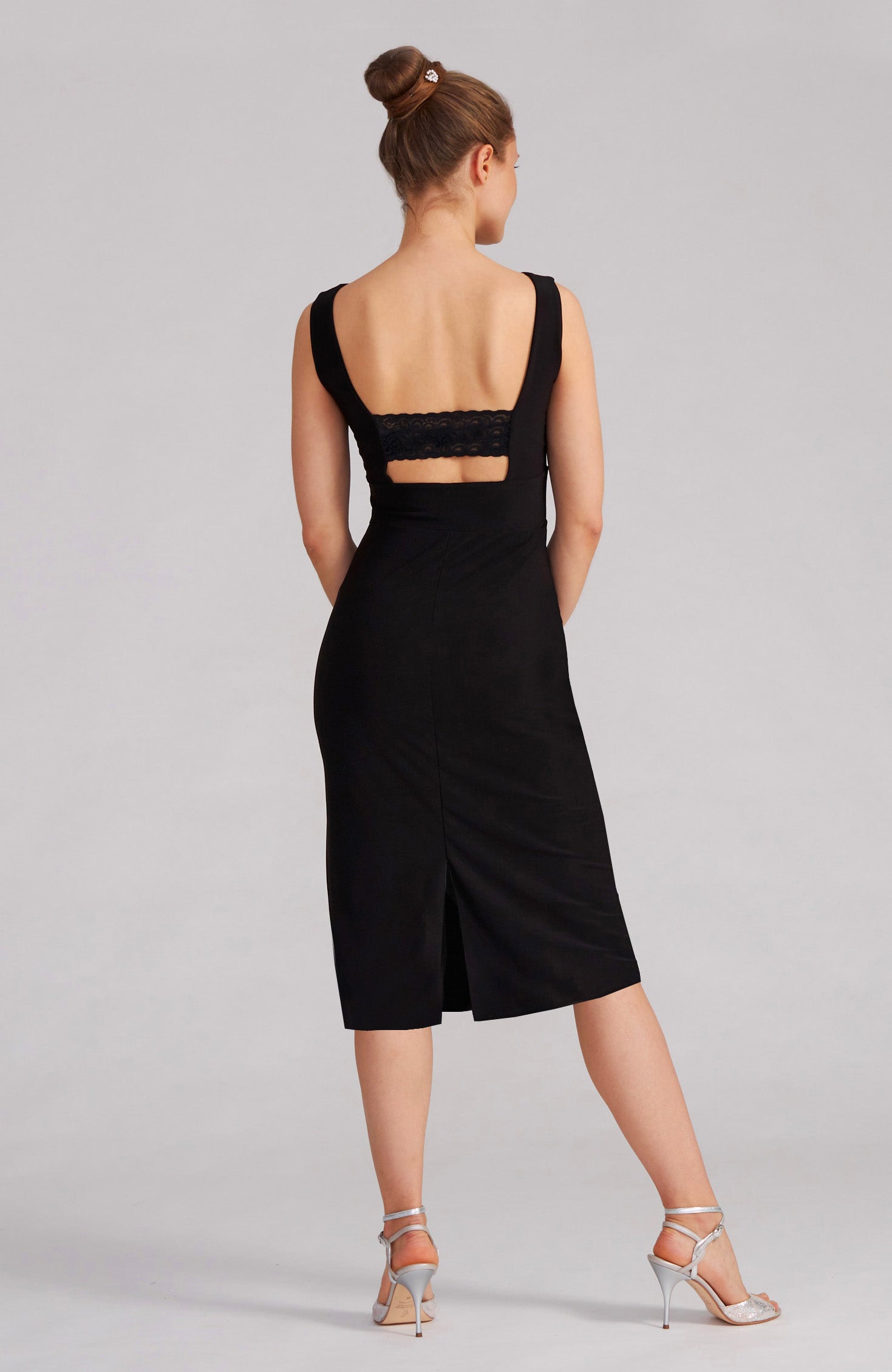 Black Tango Dress with Elegant Lace Detail