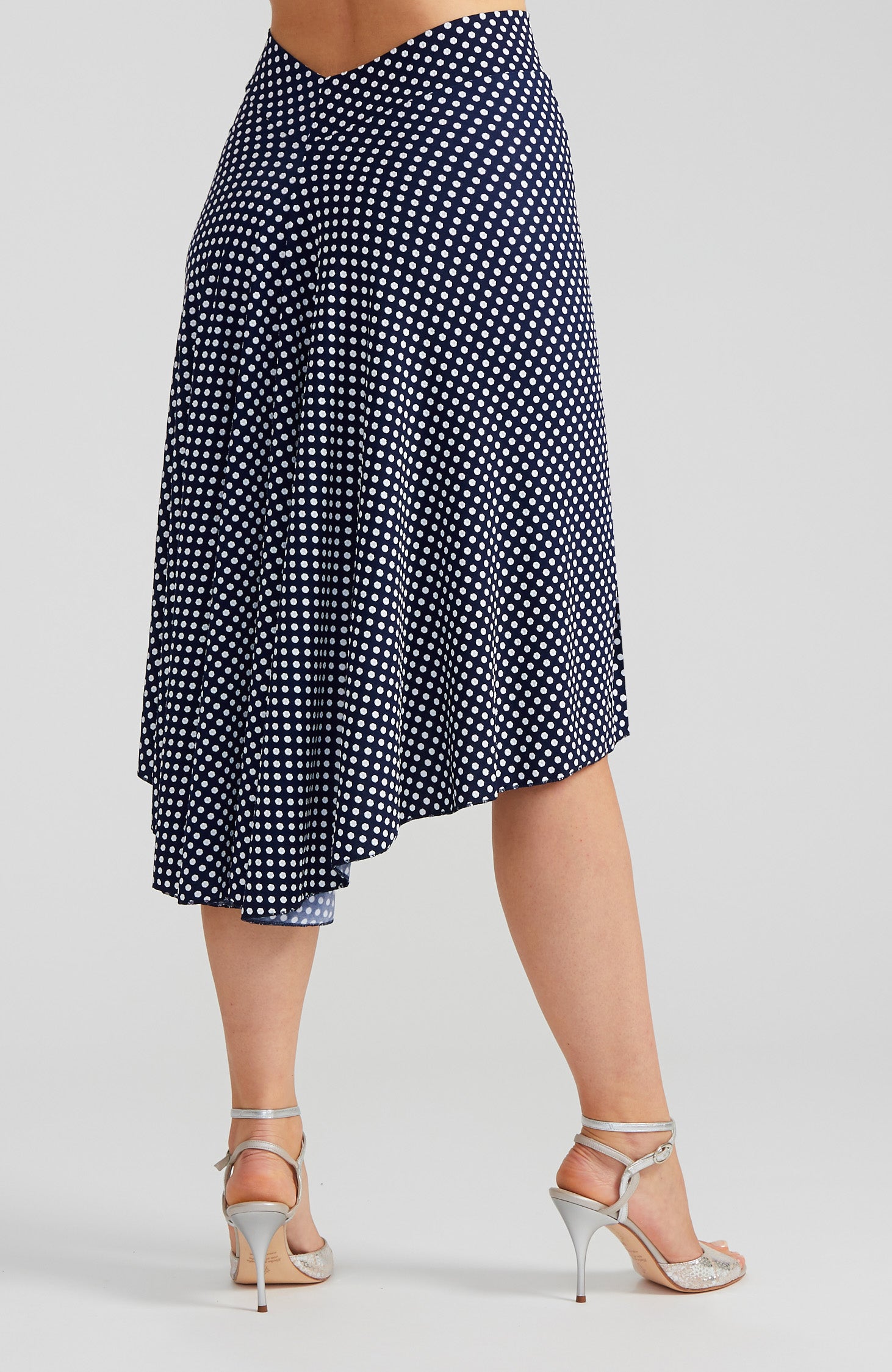 PAOLA Marineblauer Tangorock mit Polka Dots und Schlitz