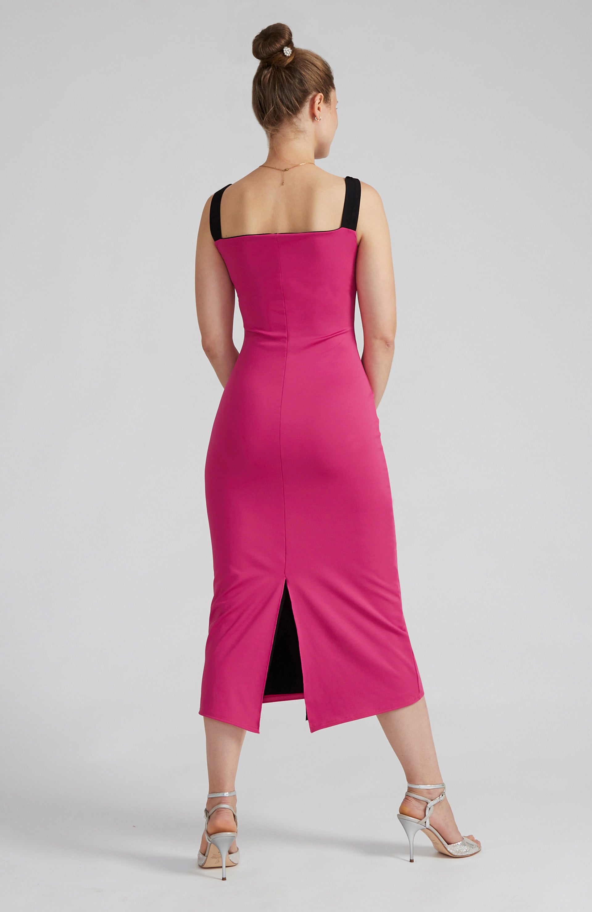 Robe de tango fourreau réversible Noire et Fuchsia avec nœuds – MAUDE
