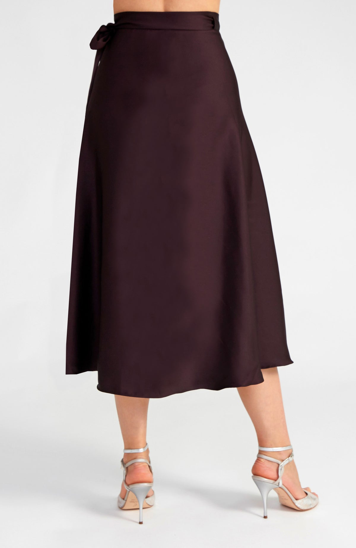 Long Chocolate Brown Satin Tango Wrap Skirt – GINA