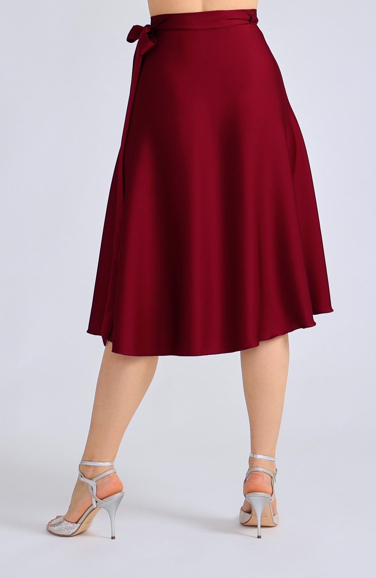 Satin Wrap Skirt in Bordeaux Red – COCO