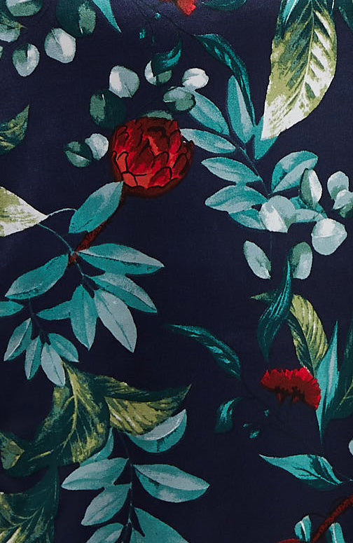 JULIET Jupe portefeuille en satin fleuri avec détails drapés