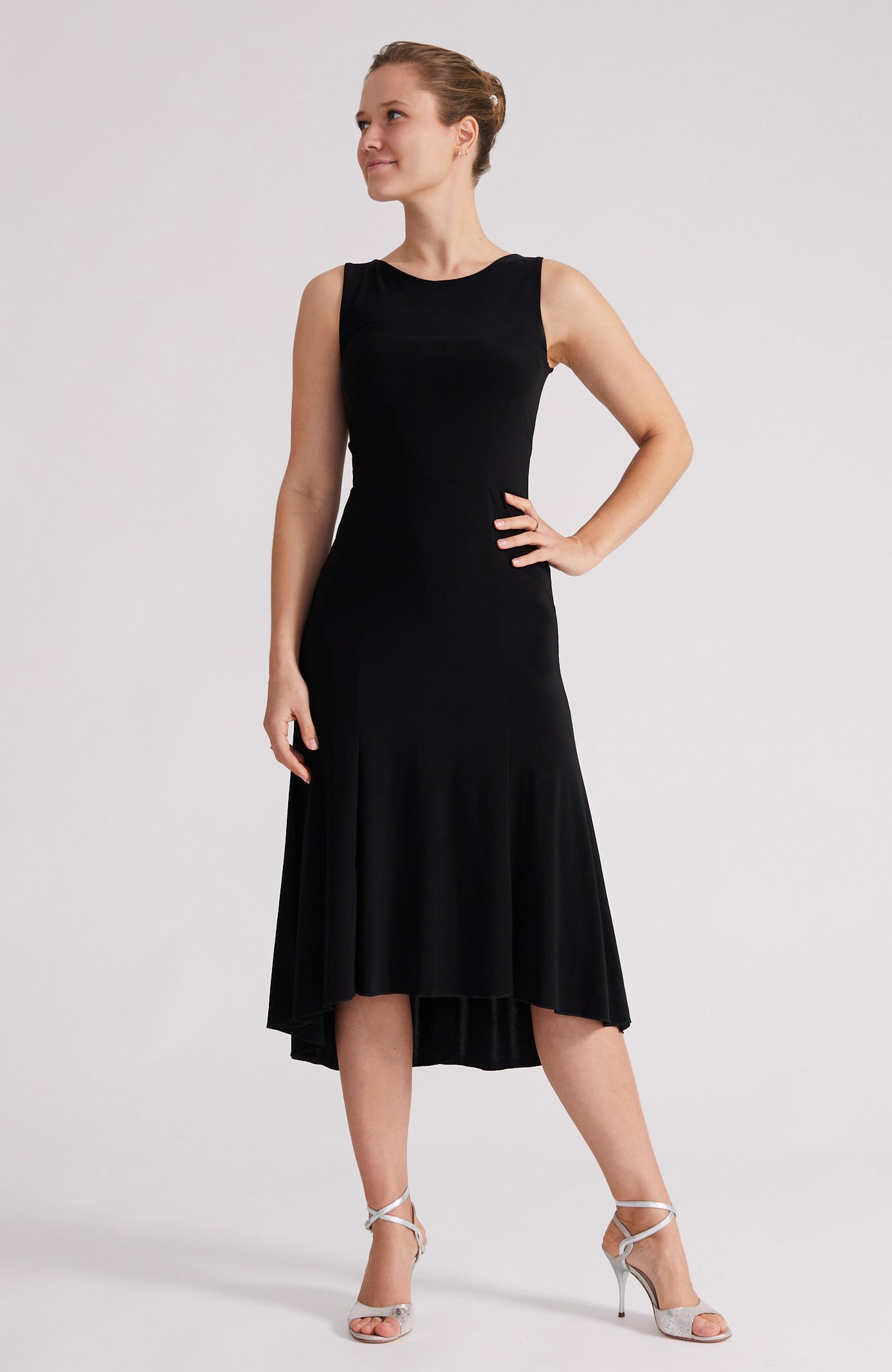 CARLA Classic Black A-Line Tango Dress with High-Low Hem