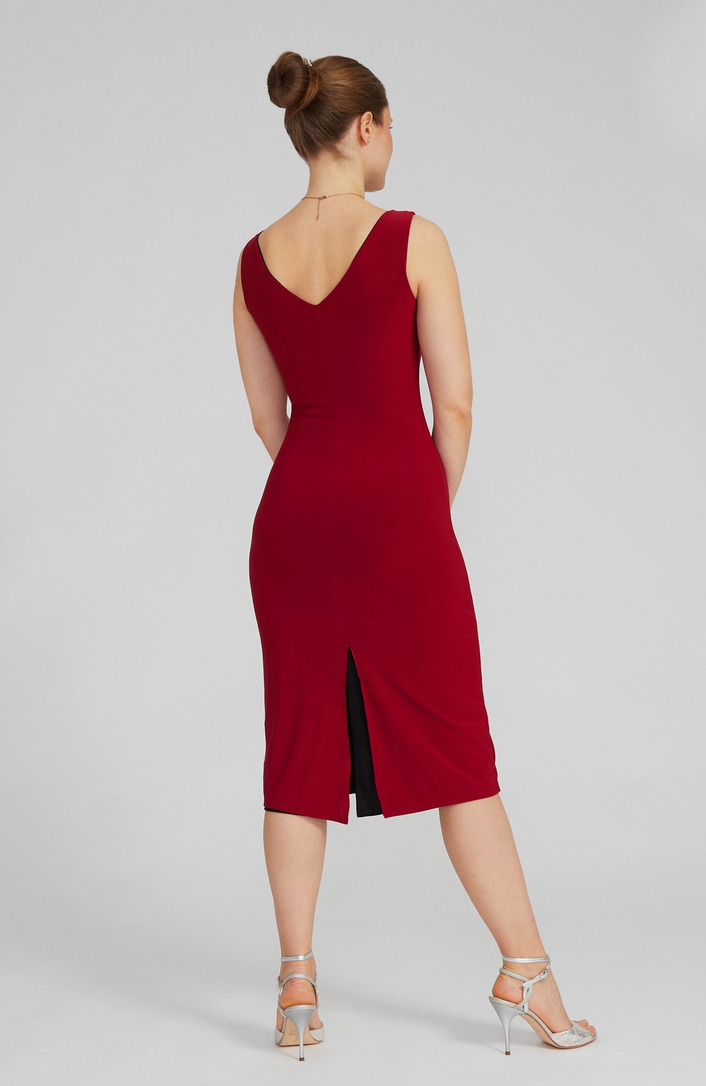 VALERIA Wendbares Tangokleid in Bordeauxrot & Schwarz