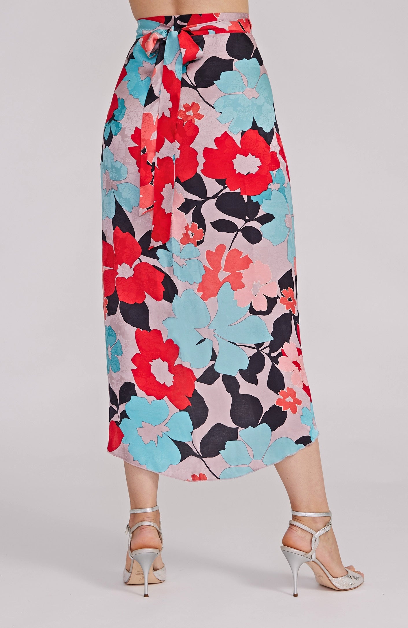 JULIET Wild Blossoms Viscose Wrap Skirt with Draped Detail