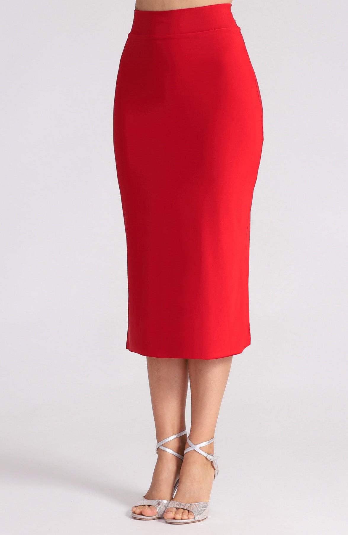 MIA Coral Red Fitted Tango Skirt with Side Slits