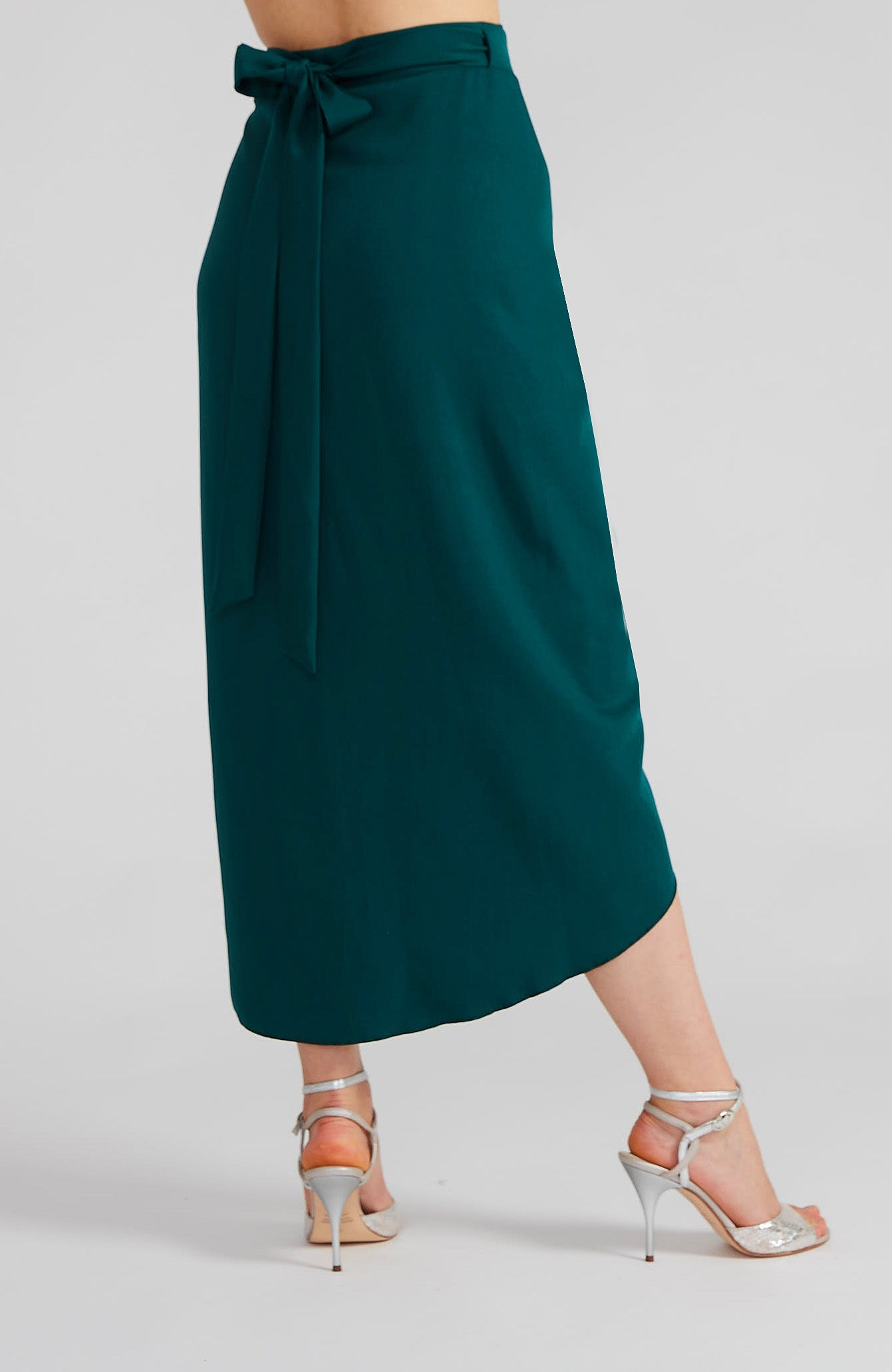 JULIET Green Wrap Skirt with Draped Detail