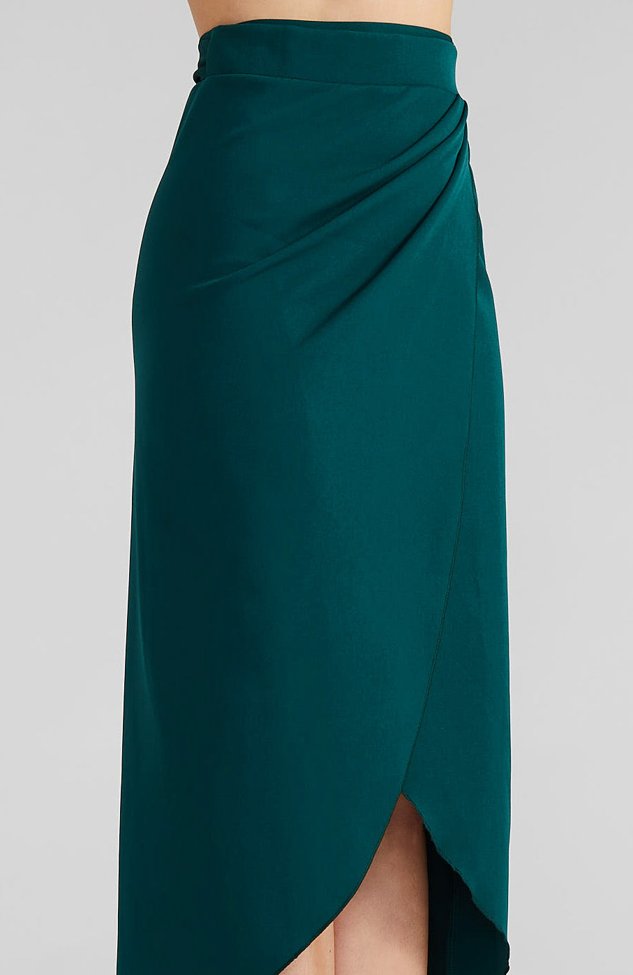 JULIET Green Wrap Skirt with Draped Detail