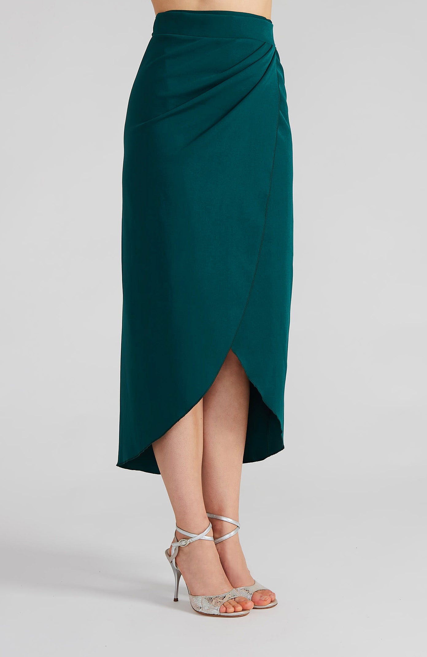 JULIET Green Wrap Skirt with Draped Detail