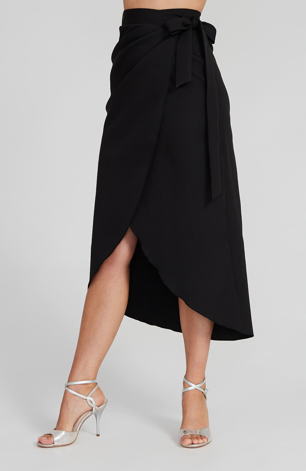 Black Tango Wrap Skirt with Draped Detail – JULIET
