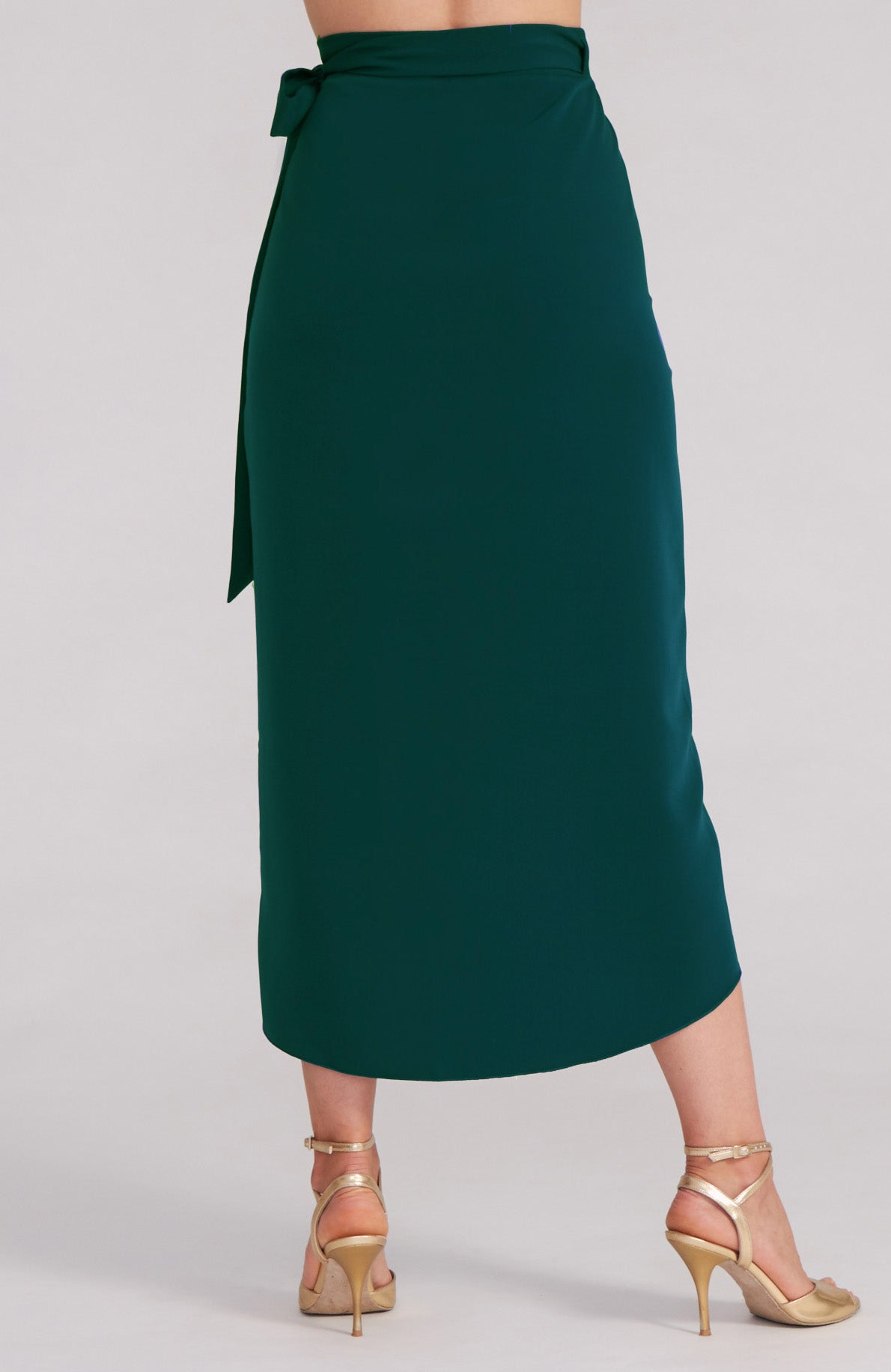 Green Wrap Skirt with Draped Detail - JULIET