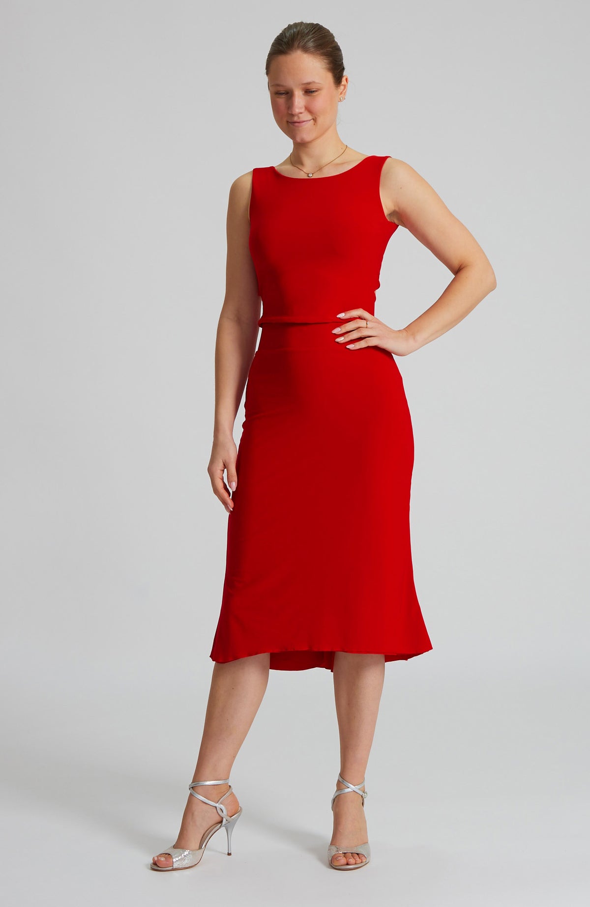 Roter Godet-Tangorock – JAZMIN
