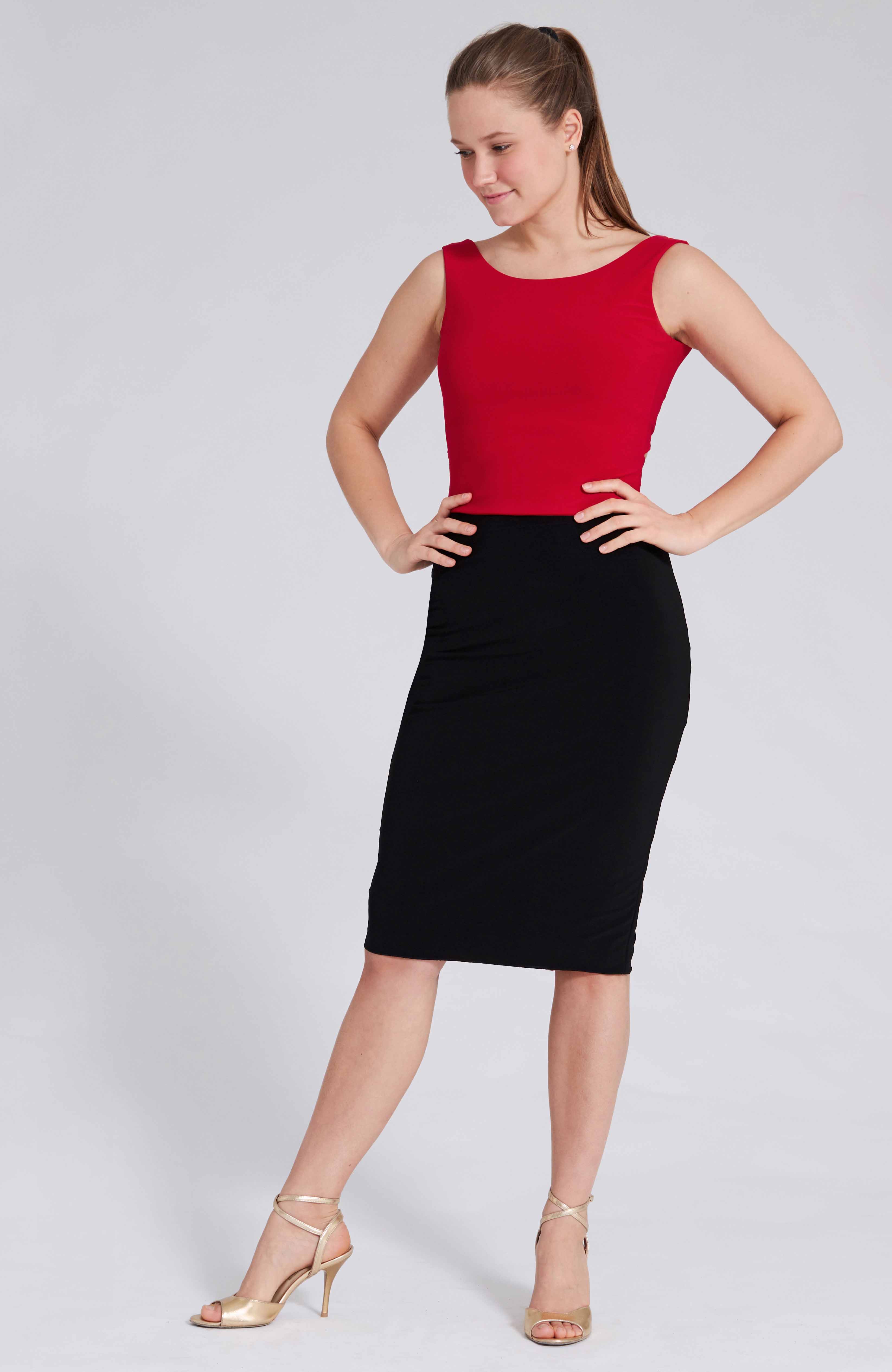 CLARA Classic Black Pencil Skirt – Fitted Tango Skirt