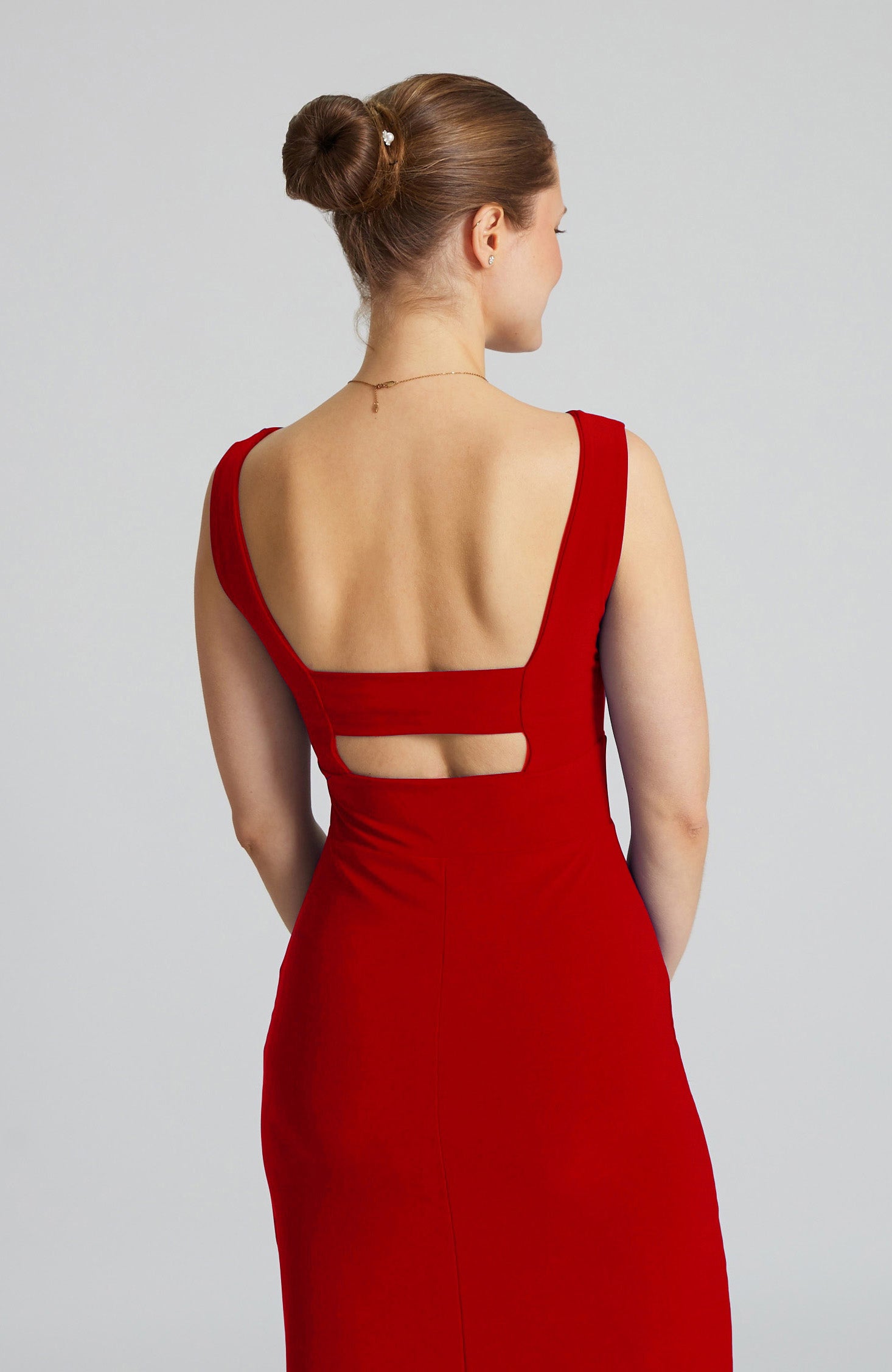 Robe de tango rouge OLIVIA avec découpe dans le dos