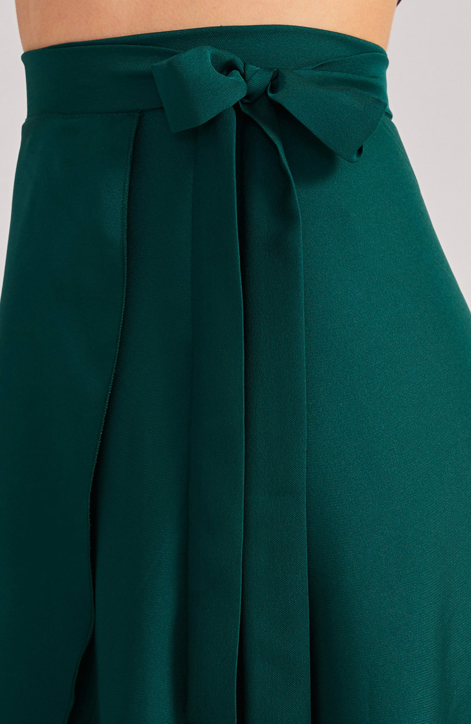 COCO Tango Wrap Skirt in Green Satin
