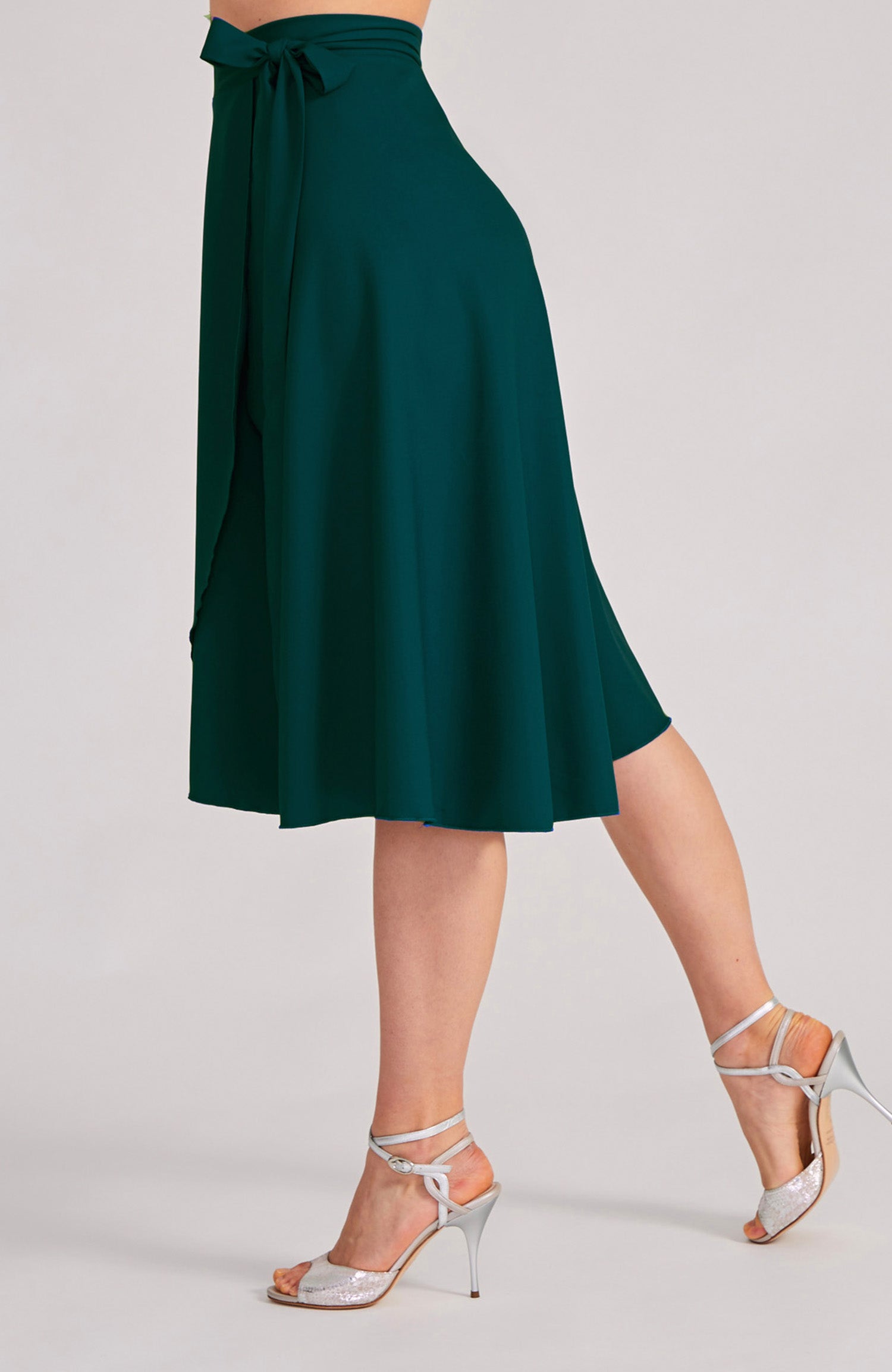 COCO Tango Wrap Skirt in Green Satin