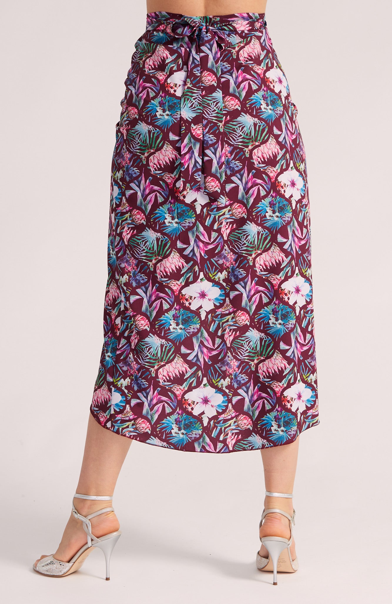 JULIET Wrap Skirt with Draped Detail in Blossom Print