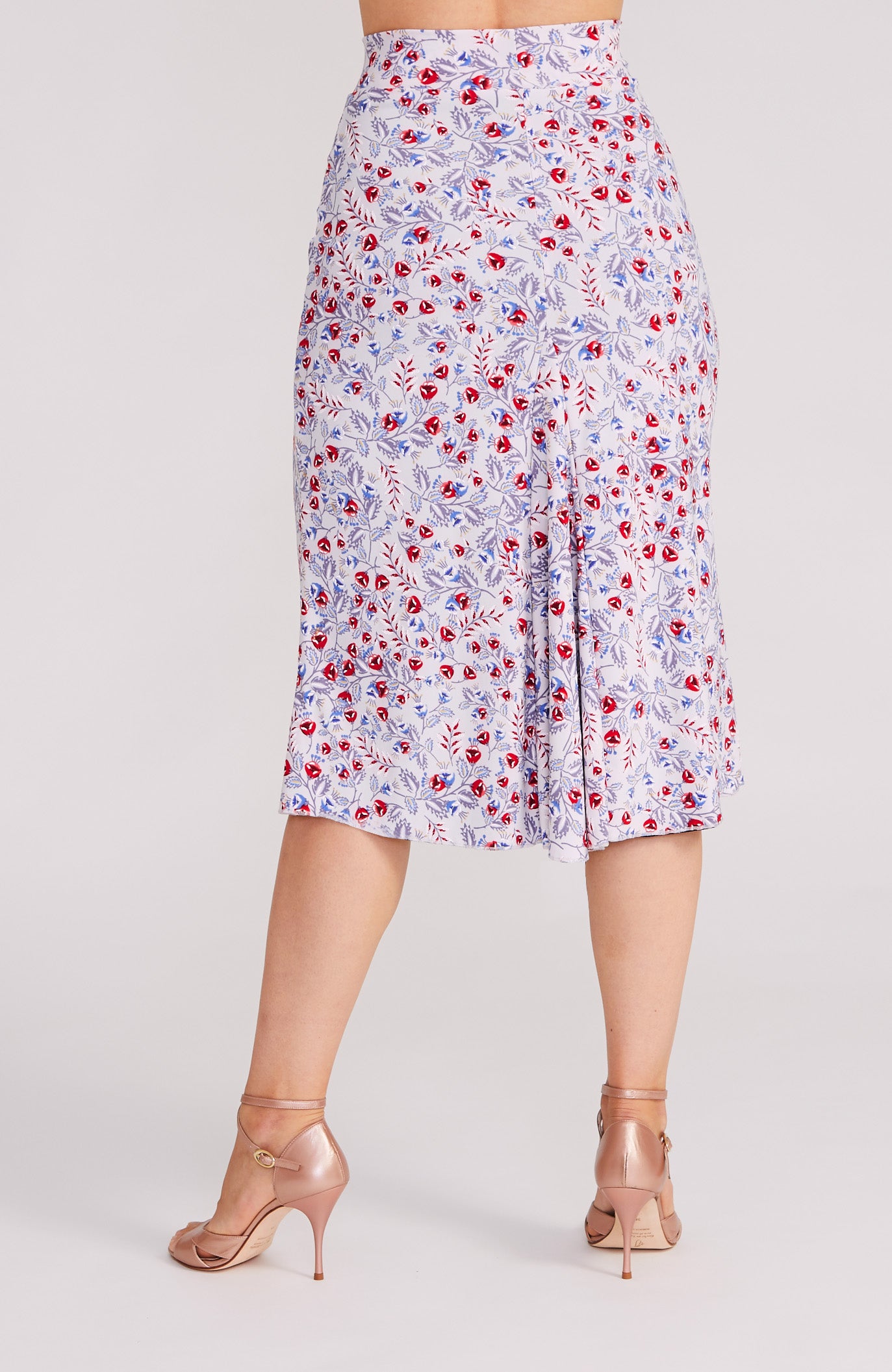 Tango-Godetrock mit roten Blumen – JAZMIN